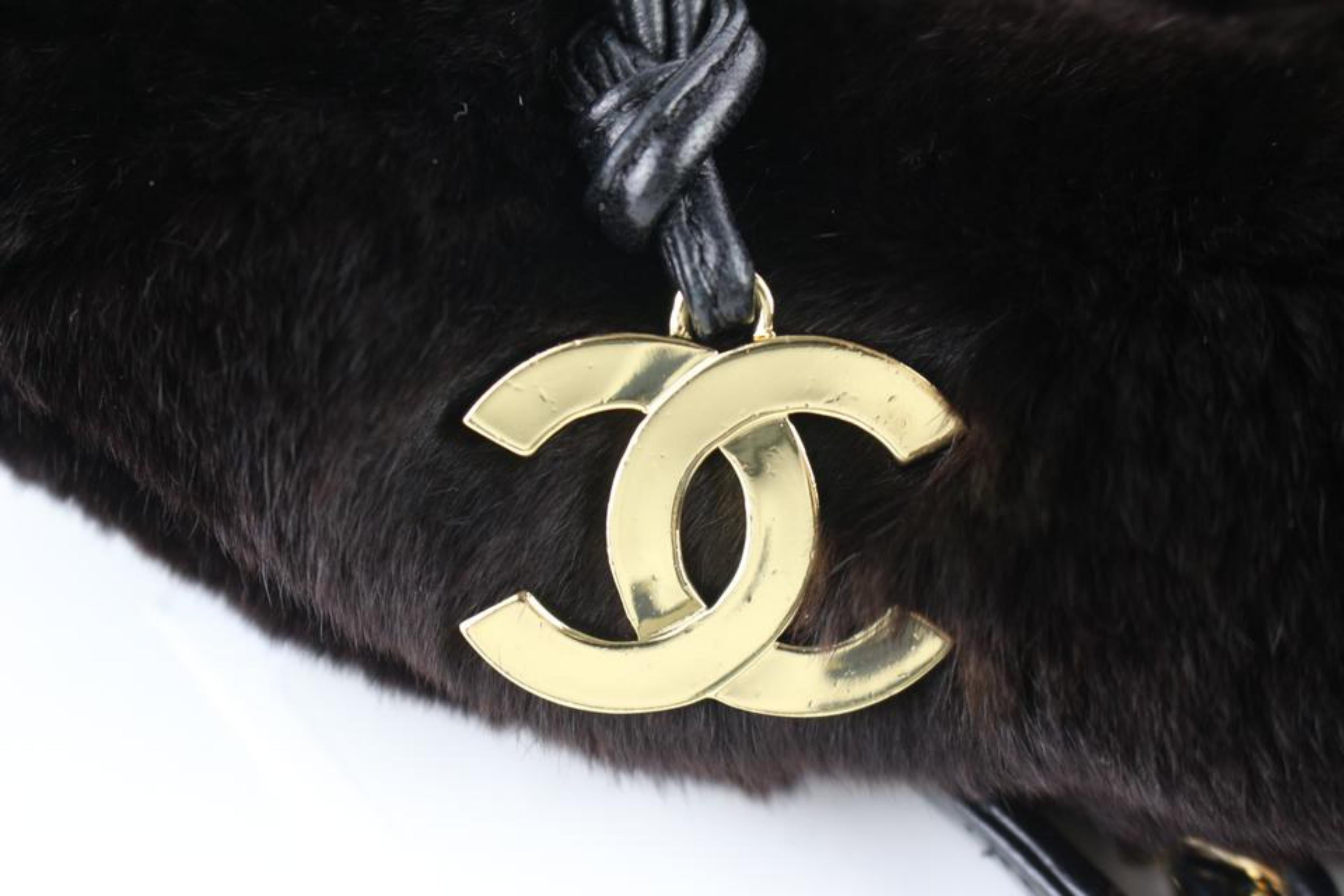 Chanel Dark Orylag Chain Tote 230926 Brown Fur Shoulder Bag For Sale 5