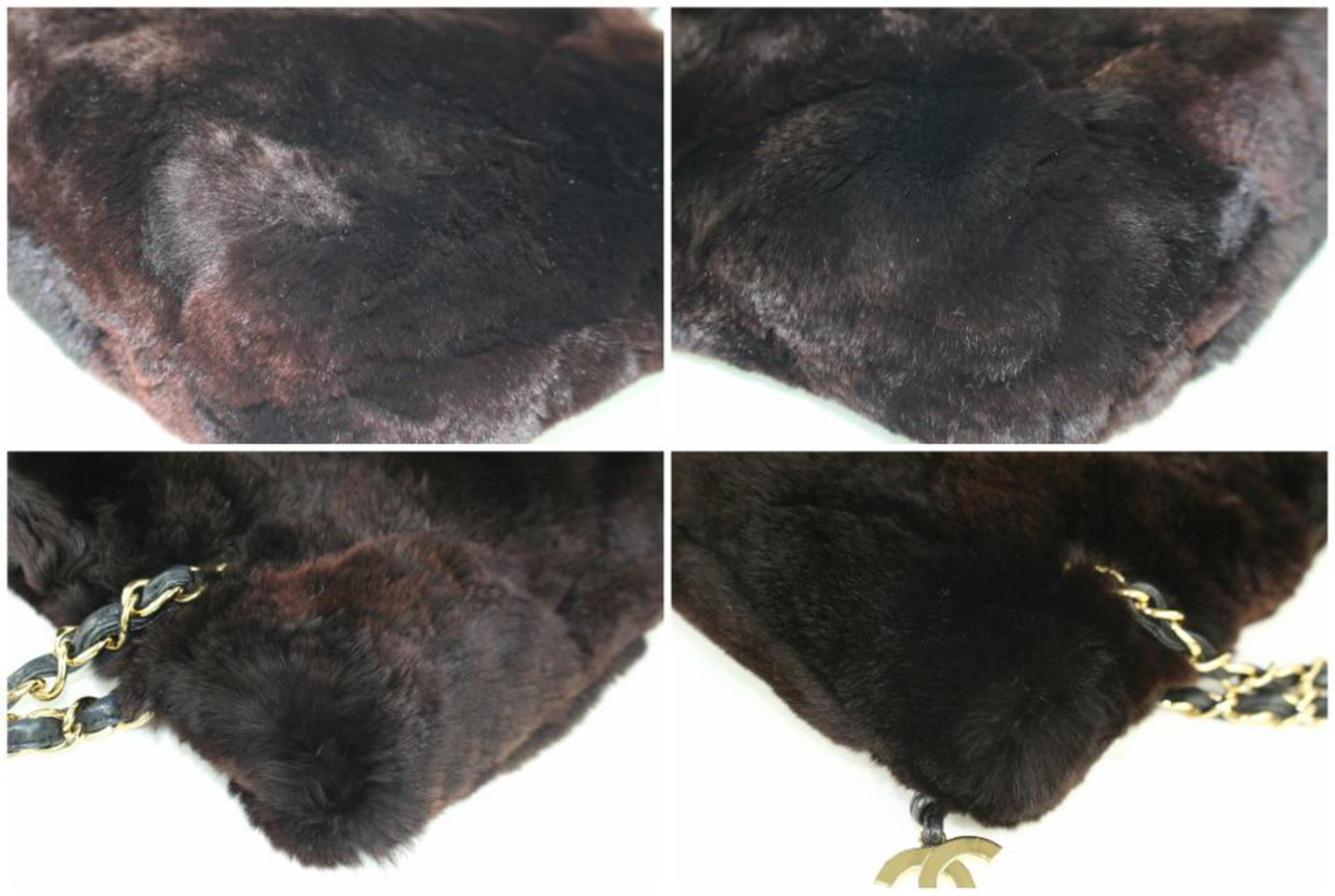 Chanel Dark Orylag Chain Tote 230926 Brown Fur Shoulder Bag For Sale 6