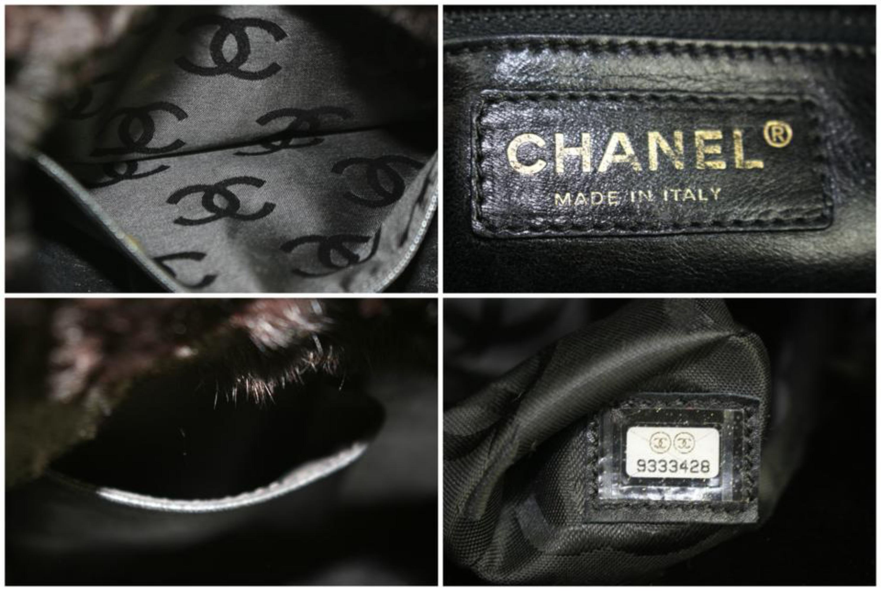 Black Chanel Dark Orylag Chain Tote 230926 Brown Fur Shoulder Bag For Sale