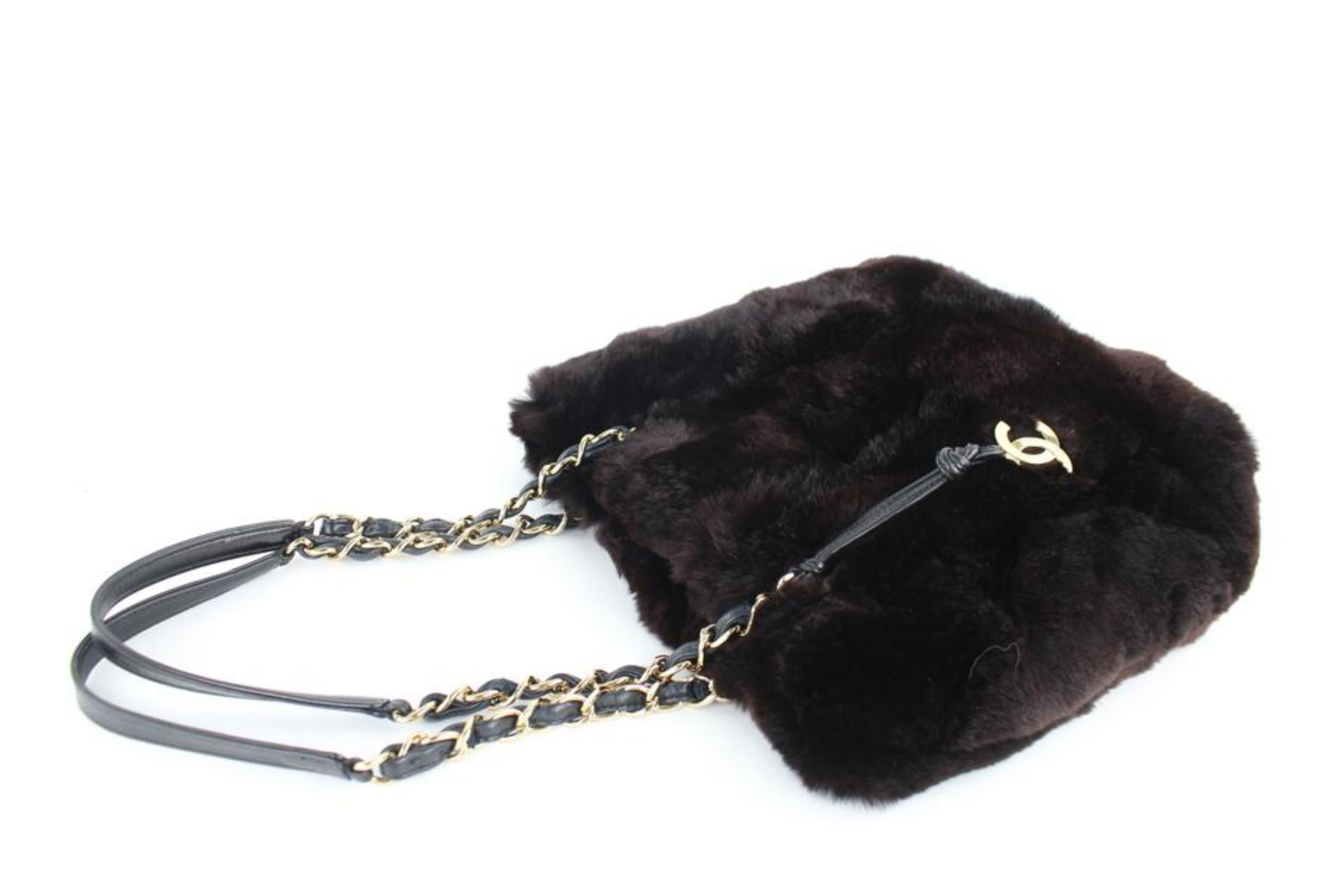 Chanel Dark Orylag Chain Tote 230926 Brown Fur Shoulder Bag For Sale 1