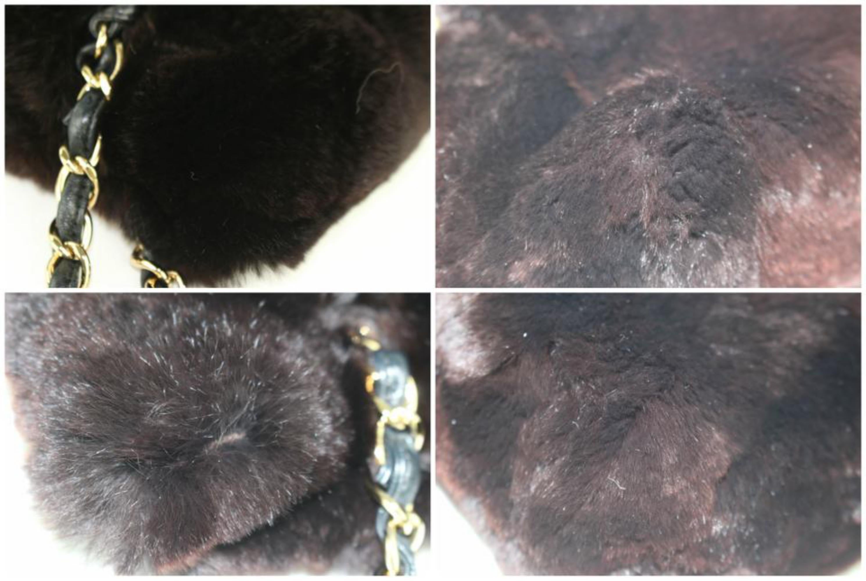 Chanel Dark Orylag Chain Tote 230926 Brown Fur Shoulder Bag For Sale 4