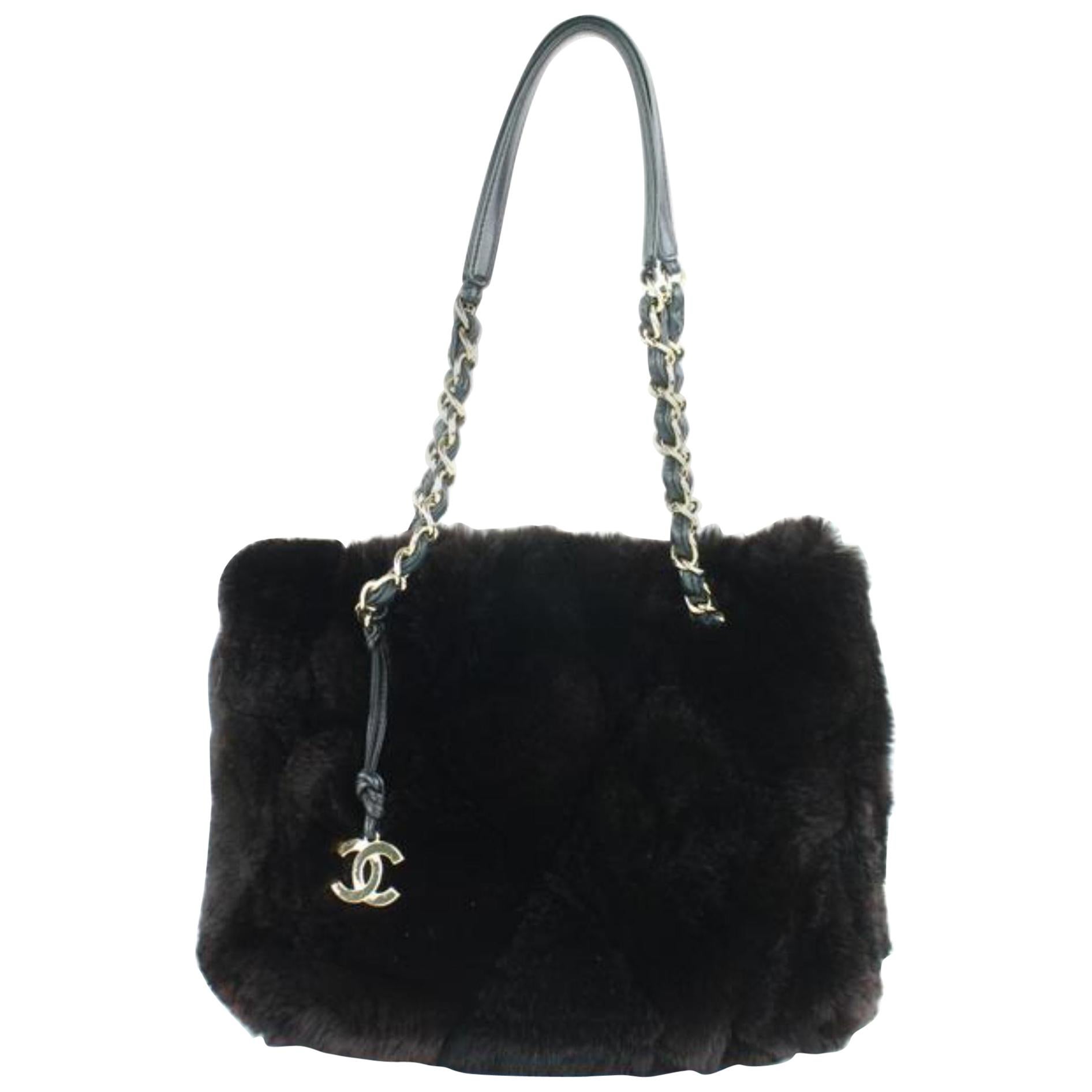 Chanel Dark Orylag Chain Tote 230926 Brown Fur Shoulder Bag For Sale