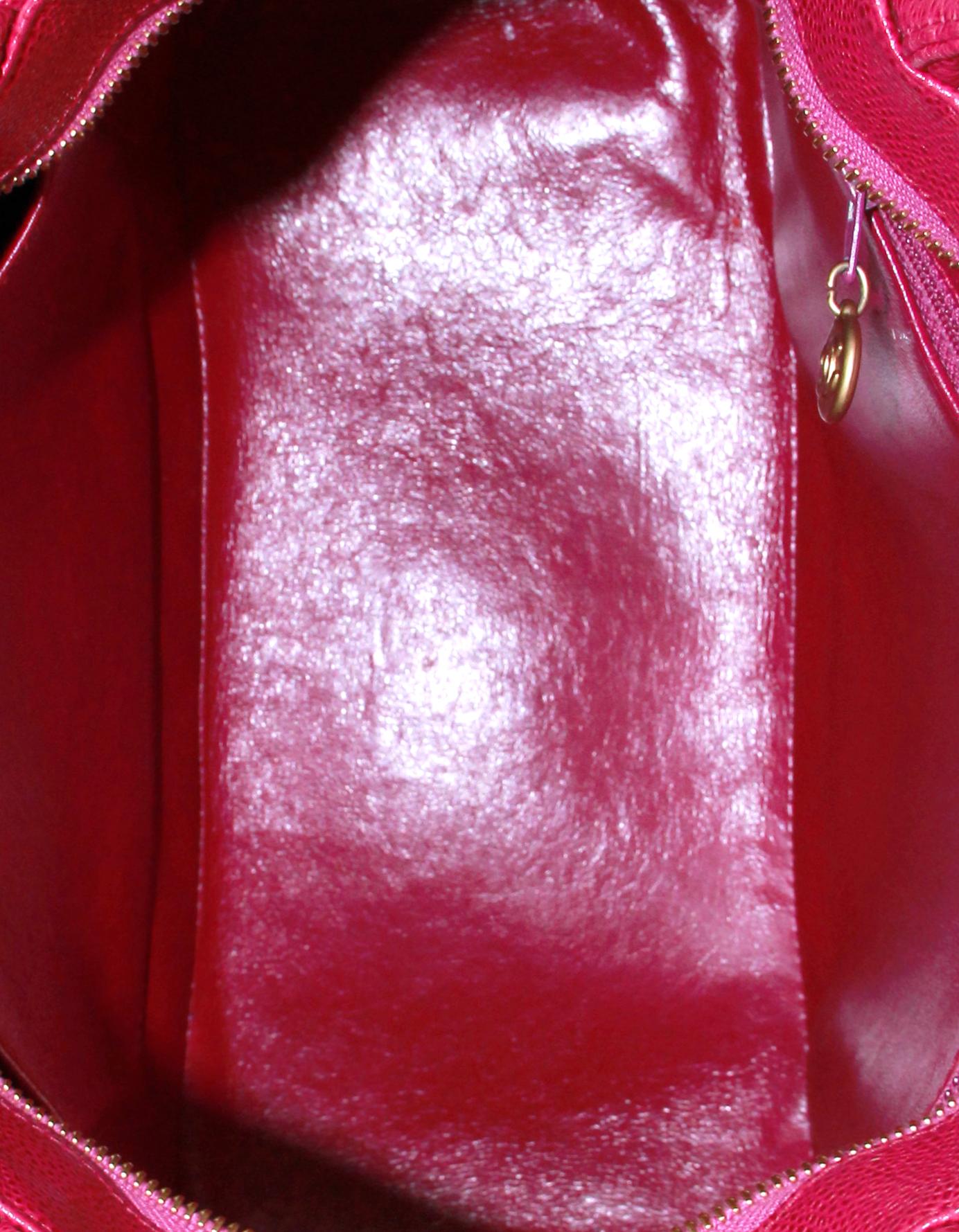 Women's Chanel Dark Pink Caviar Leather CC Medallion Tote Bag