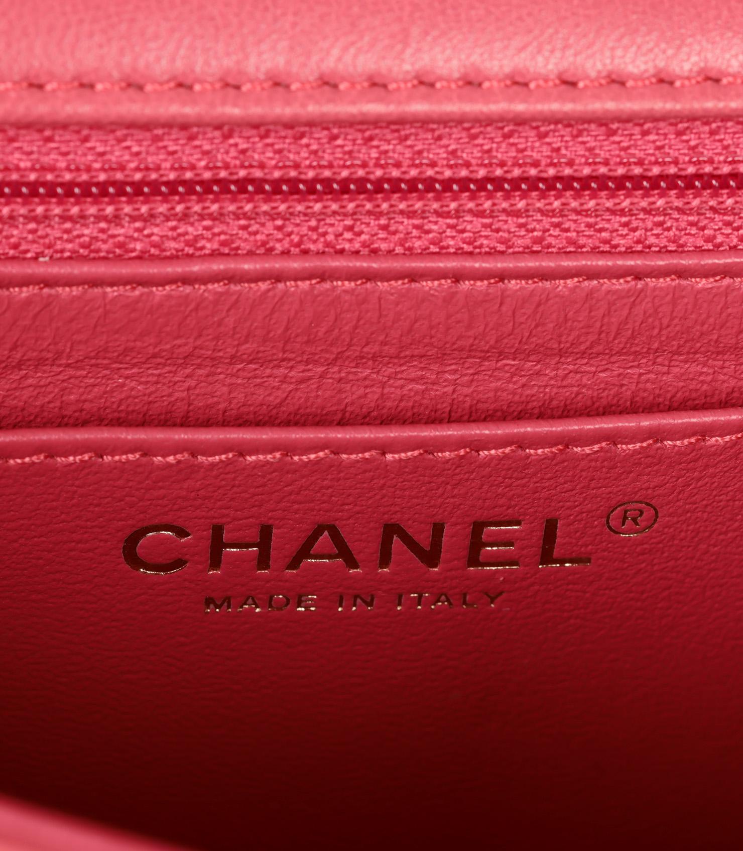 Chanel Dark Pink Chevron Quilted Lambskin Leather Rectangular Mini Flap Bag 6