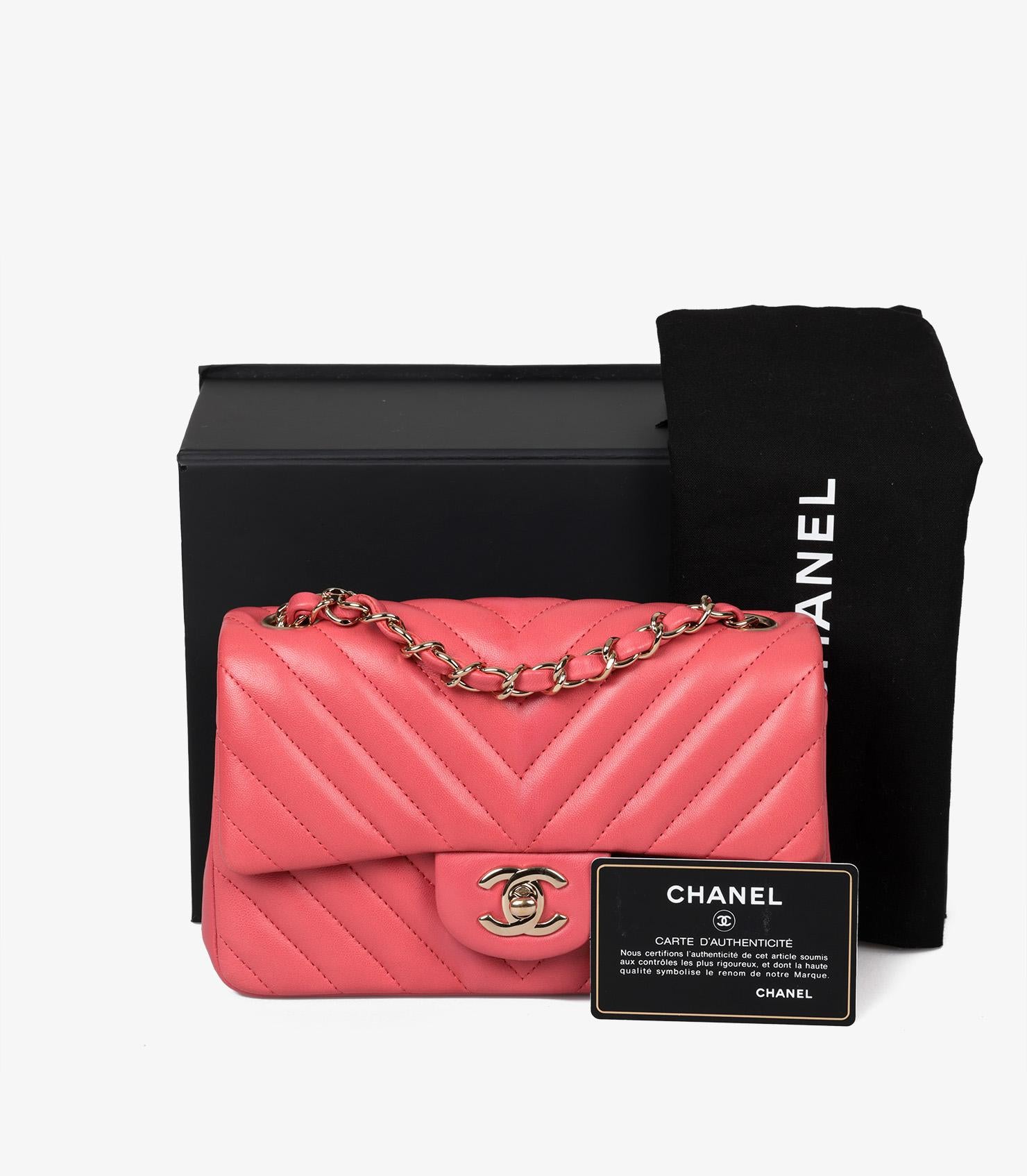 Chanel Dark Pink Chevron Quilted Lambskin Leather Rectangular Mini Flap Bag 7