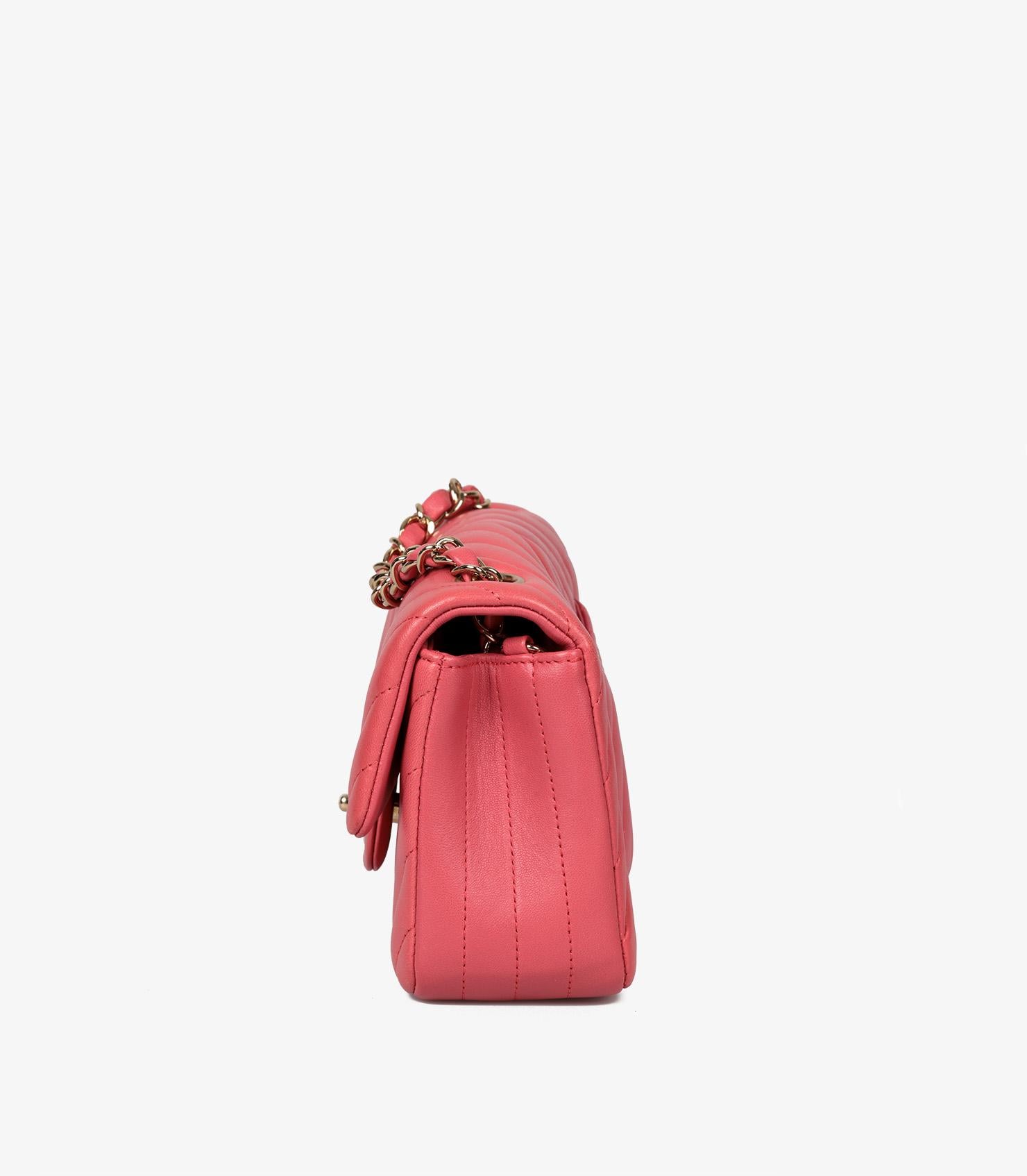 Chanel Dark Pink Chevron Quilted Lambskin Leather Rectangular Mini Flap Bag 2