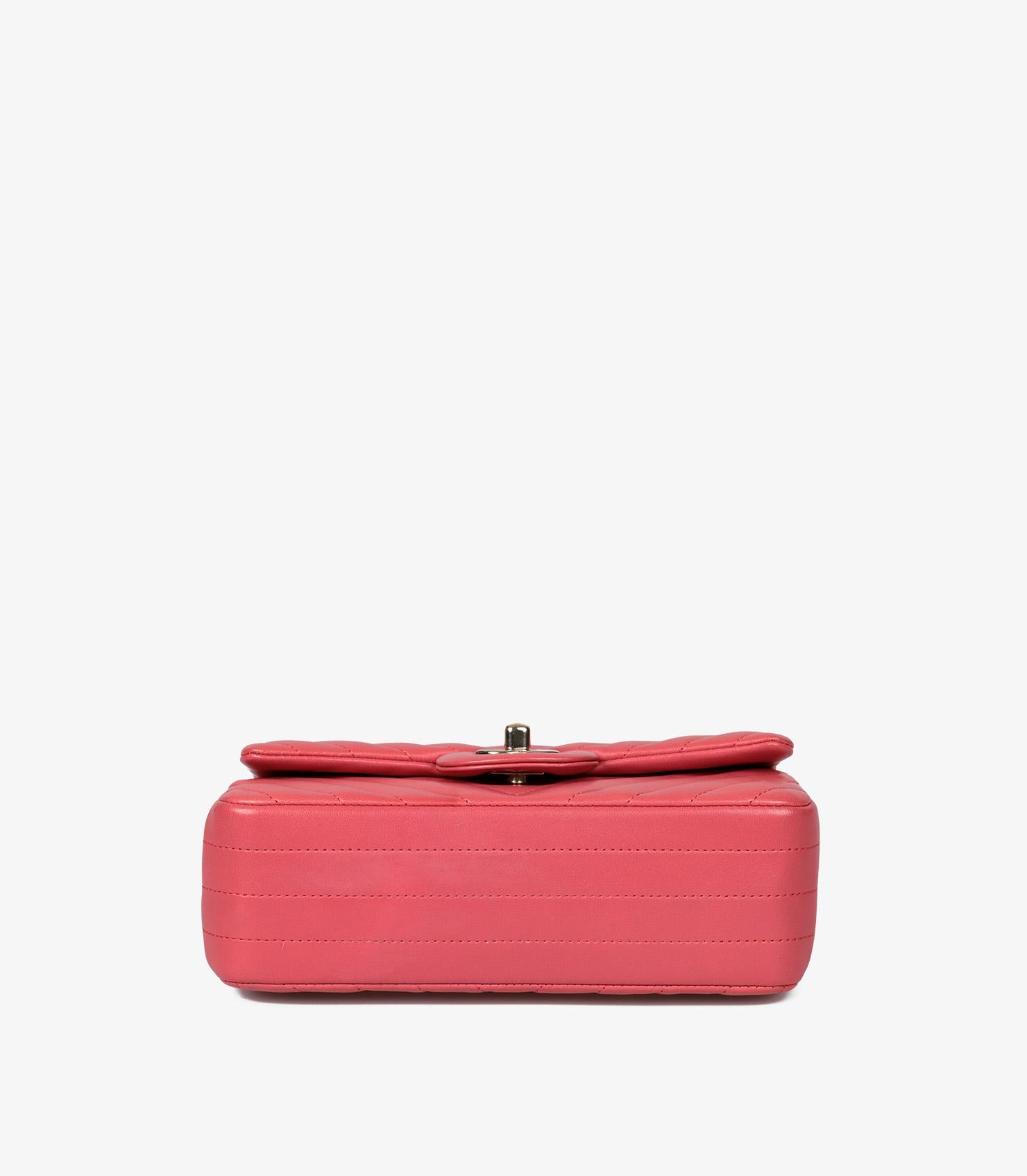 Chanel Dark Pink Chevron Quilted Lambskin Leather Rectangular Mini Flap Bag 3