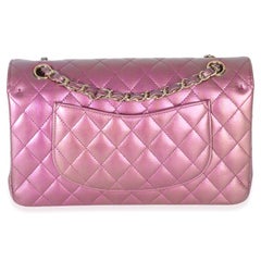 Chanel Dark Pink Iridescent Quilted Lambskin Medium Classic Double Flap Bag