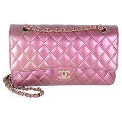 Chanel Dark Pink Iridescent Quilted Lambskin Medium Classic Double Flap Bag
