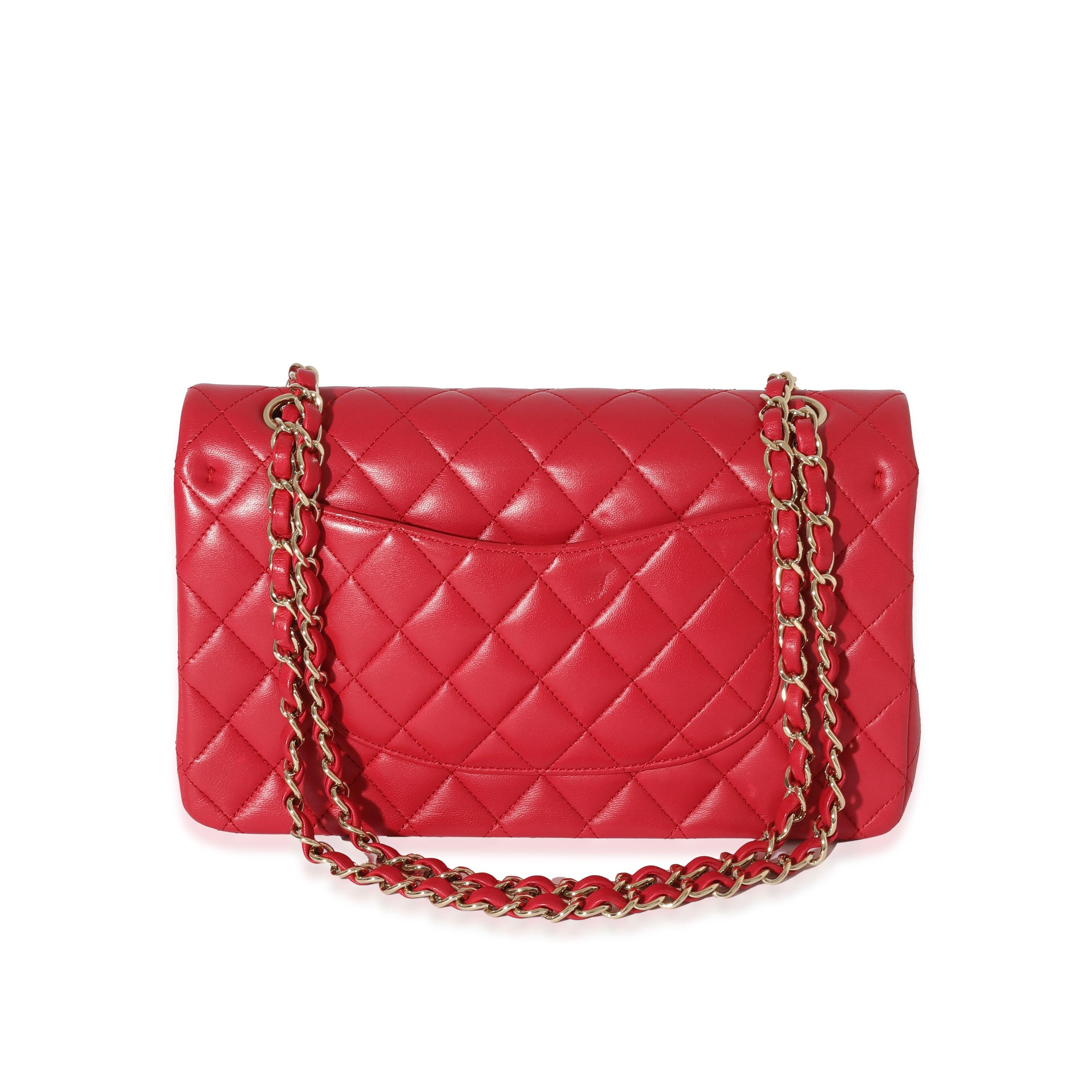 Chanel Dark Pink Lambskin Medium Flap Bag In Excellent Condition For Sale In New York, NY