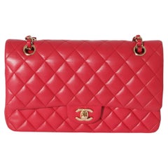 Used Chanel Dark Pink Lambskin Medium Flap Bag