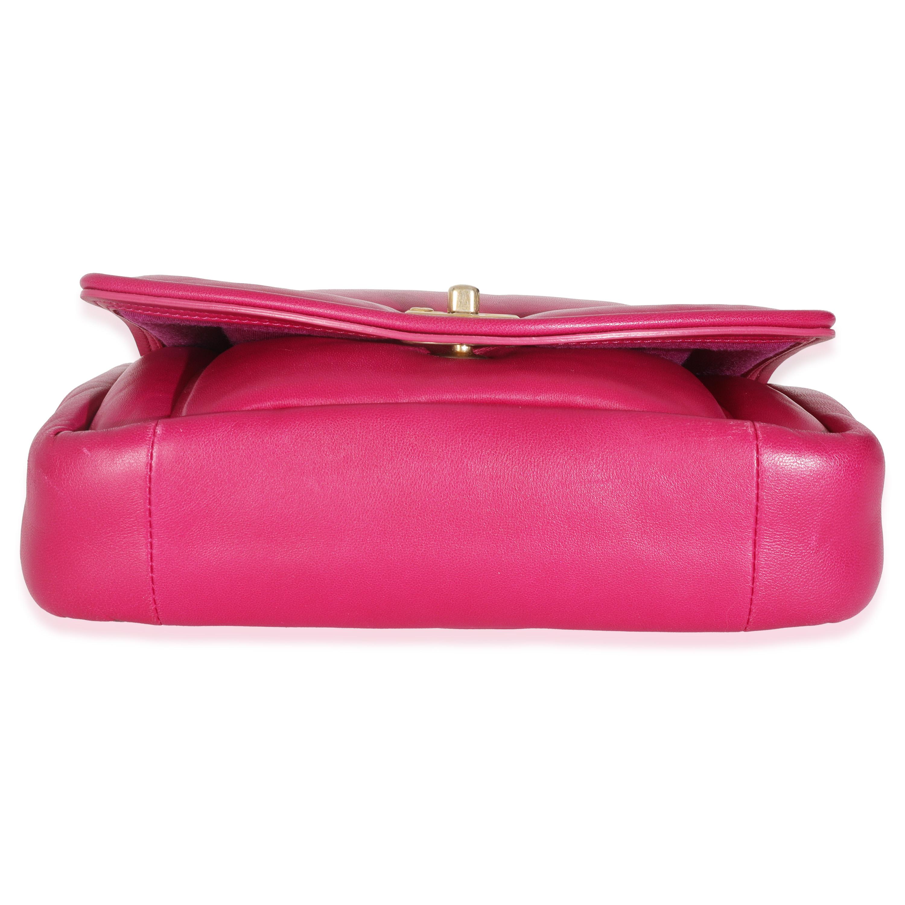 Chanel - Sac à rabat Simply moyen en cuir d'agneau rose foncé en vente 3