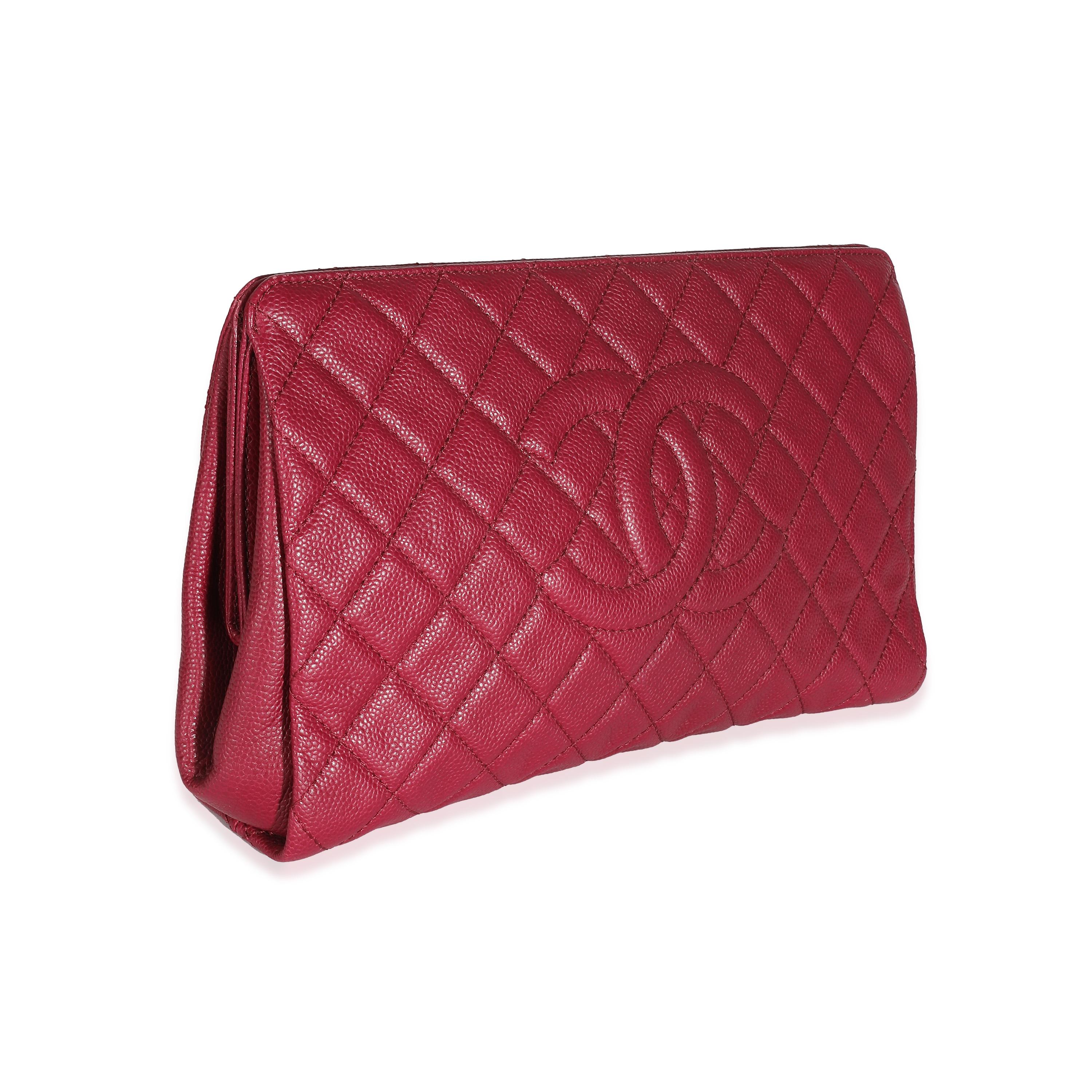 Listing Title: Chanel Dark Pink Quilted Caviar CC Timeless Frame Clutch
SKU: 136230
Condition: Pre-owned 
Handbag Condition: Excellent
Condition Comments: Item is in excellent condition and displays light signs of wear. Mild corner scuffing. Light