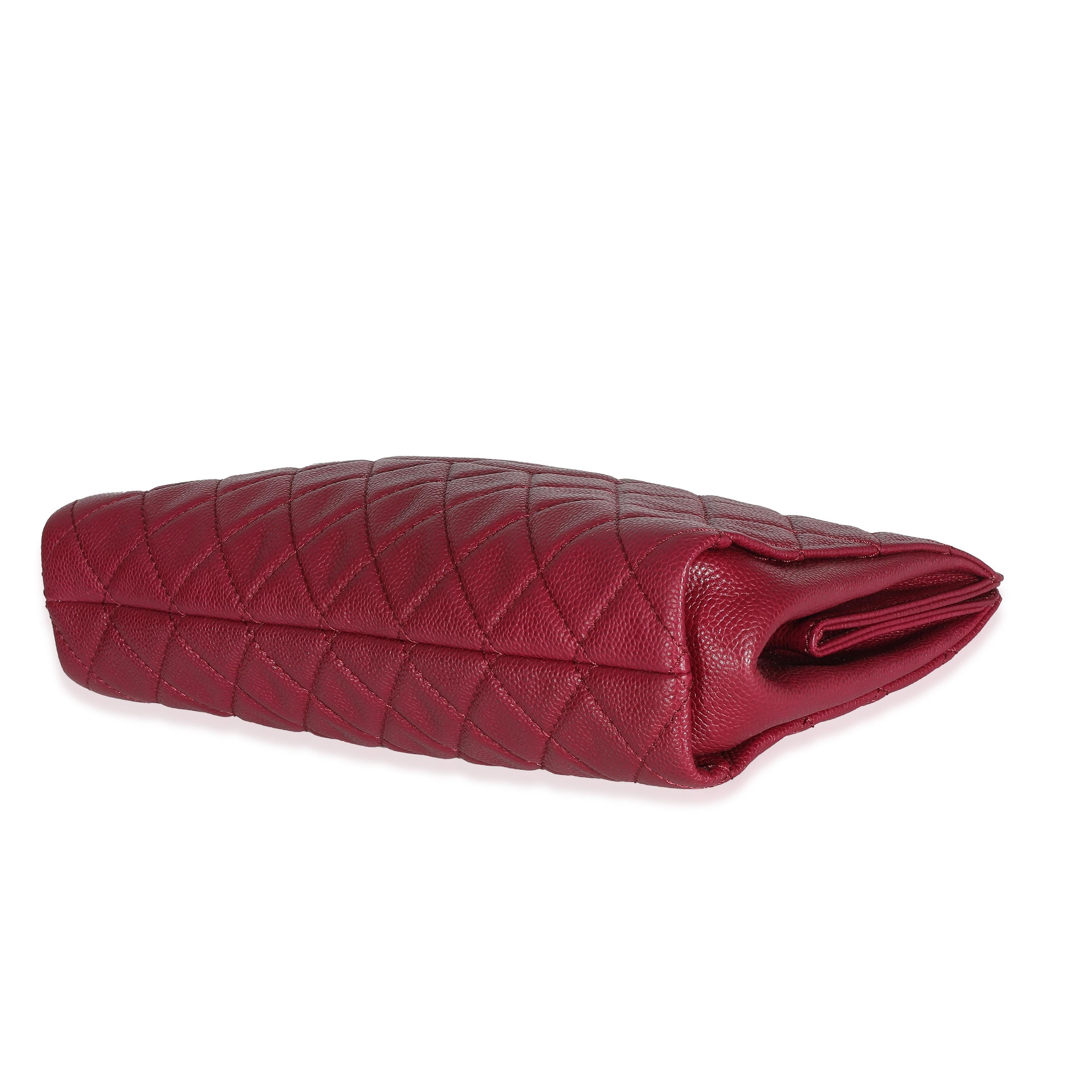 Chanel Dark Pink Quilted Caviar CC Timeless Frame Clutch 1