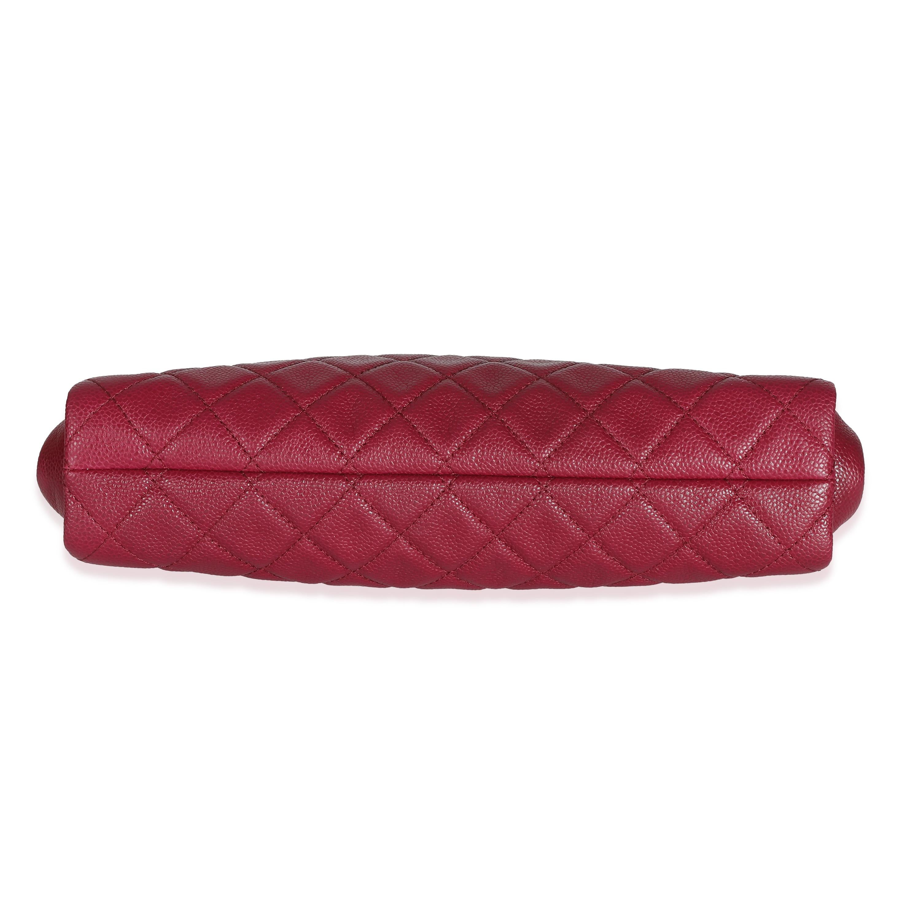 Chanel Dark Pink Quilted Caviar CC Timeless Frame Clutch 3
