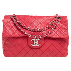 Chanel Dark Pink Quilted Caviar Leather Maxi Classic Single Flap Bag