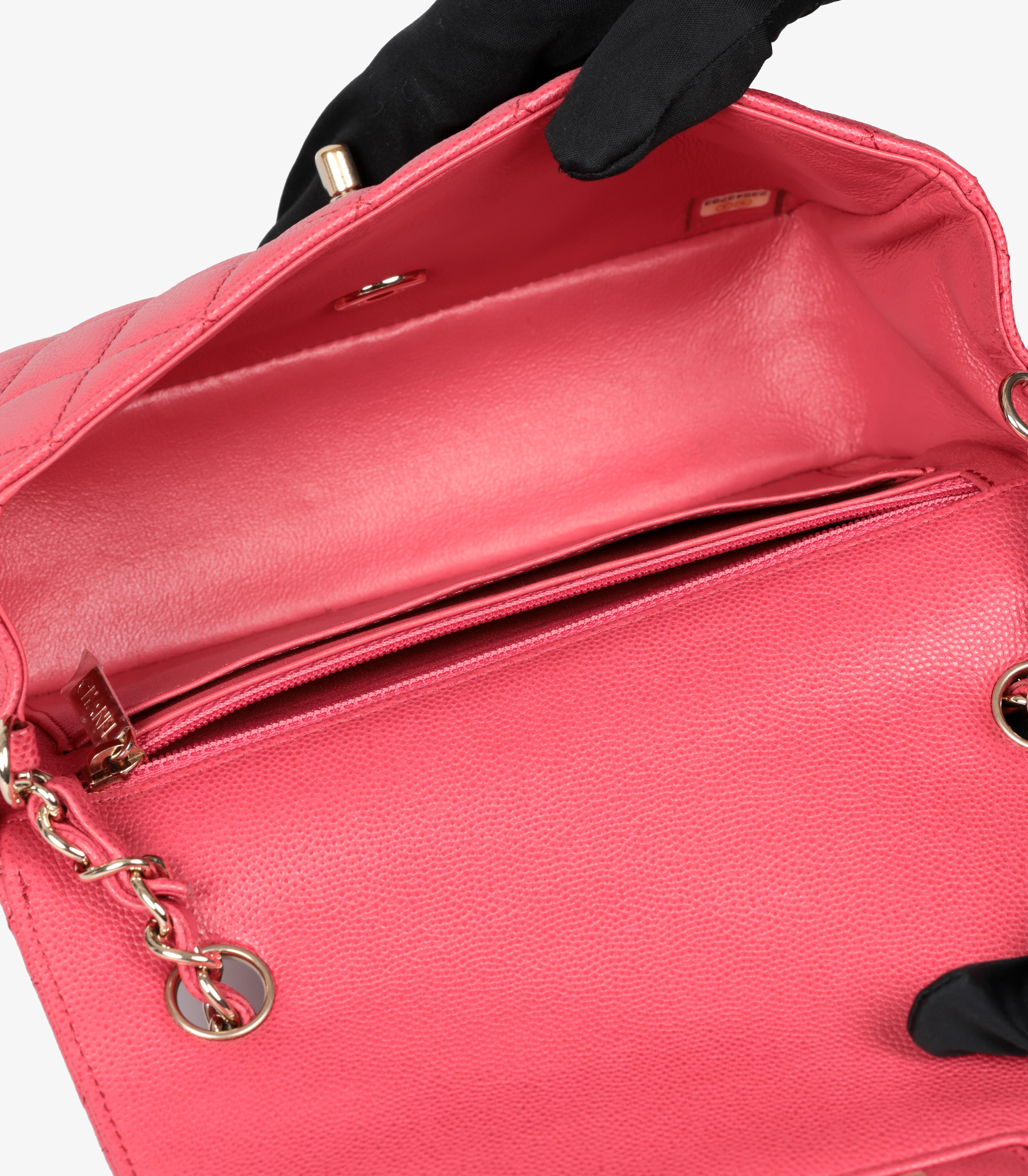 Chanel Dark Pink Quilted Caviar Leather Rectangular Mini Flap Bag For Sale 6