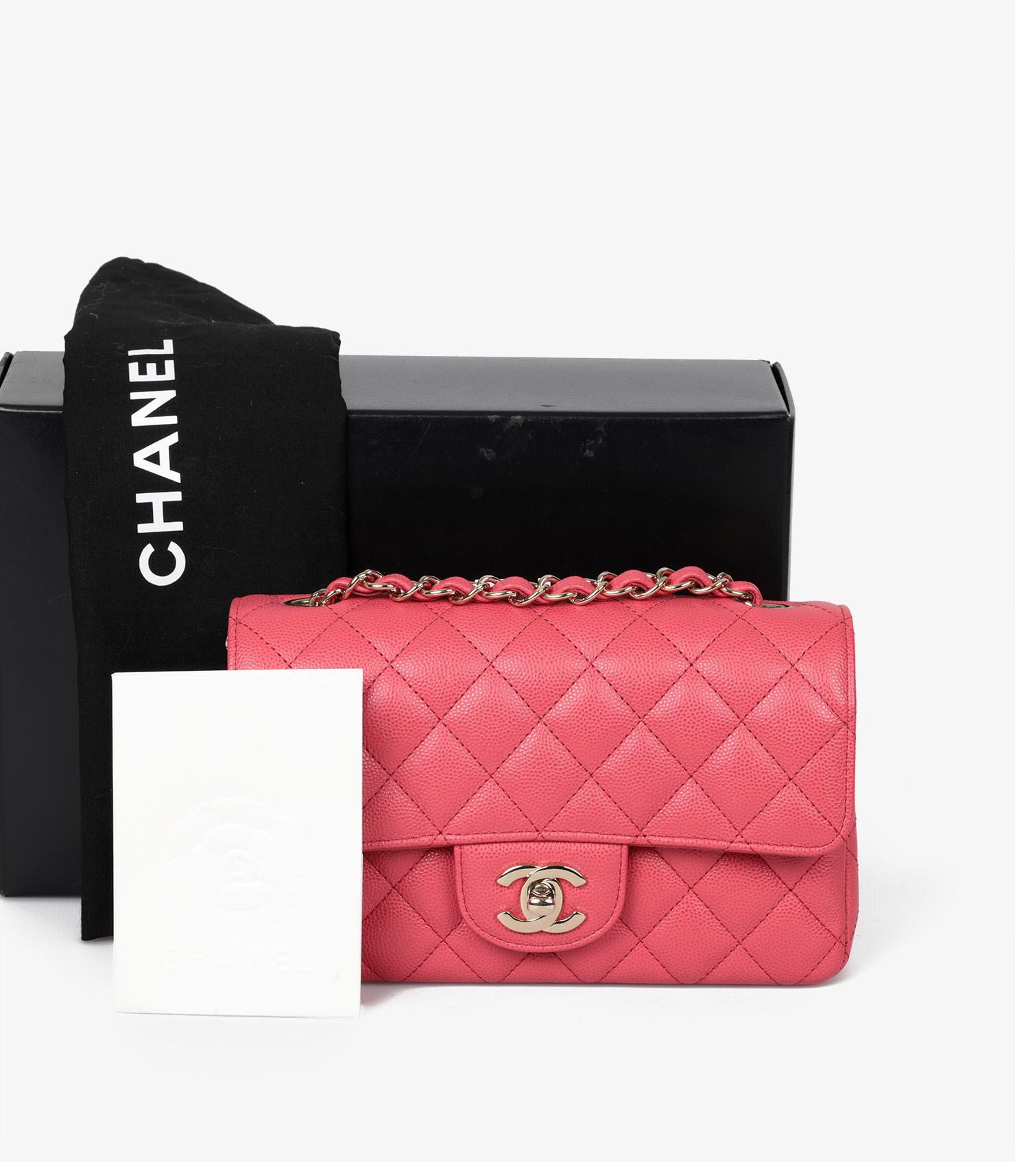 Chanel Dark Pink Quilted Caviar Leather Rectangular Mini Flap Bag 6