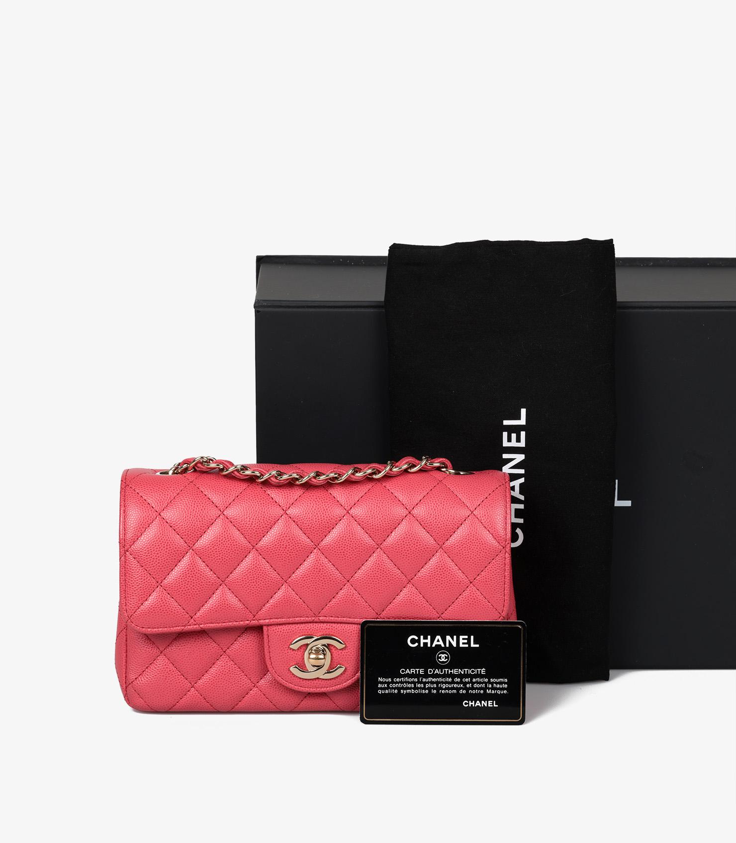 Chanel Dark Pink Quilted Caviar Leather Rectangular Mini Flap Bag For Sale 7