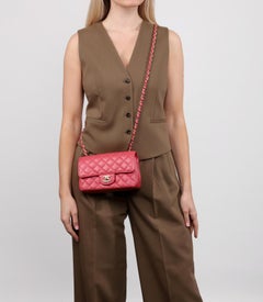 Chanel Dark Pink Quilted Caviar Leather Rectangular Mini Flap Bag