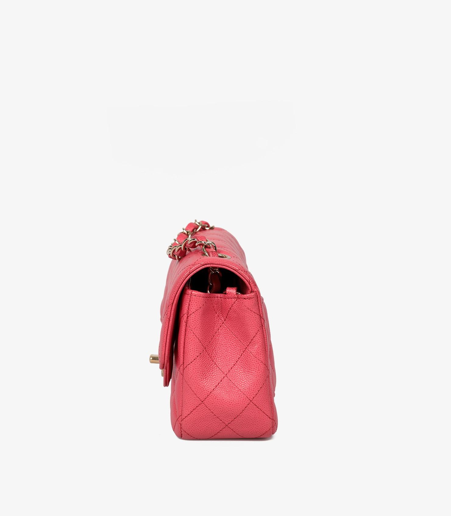 Chanel Dark Pink Quilted Caviar Leather Rectangular Mini Flap Bag For Sale 1