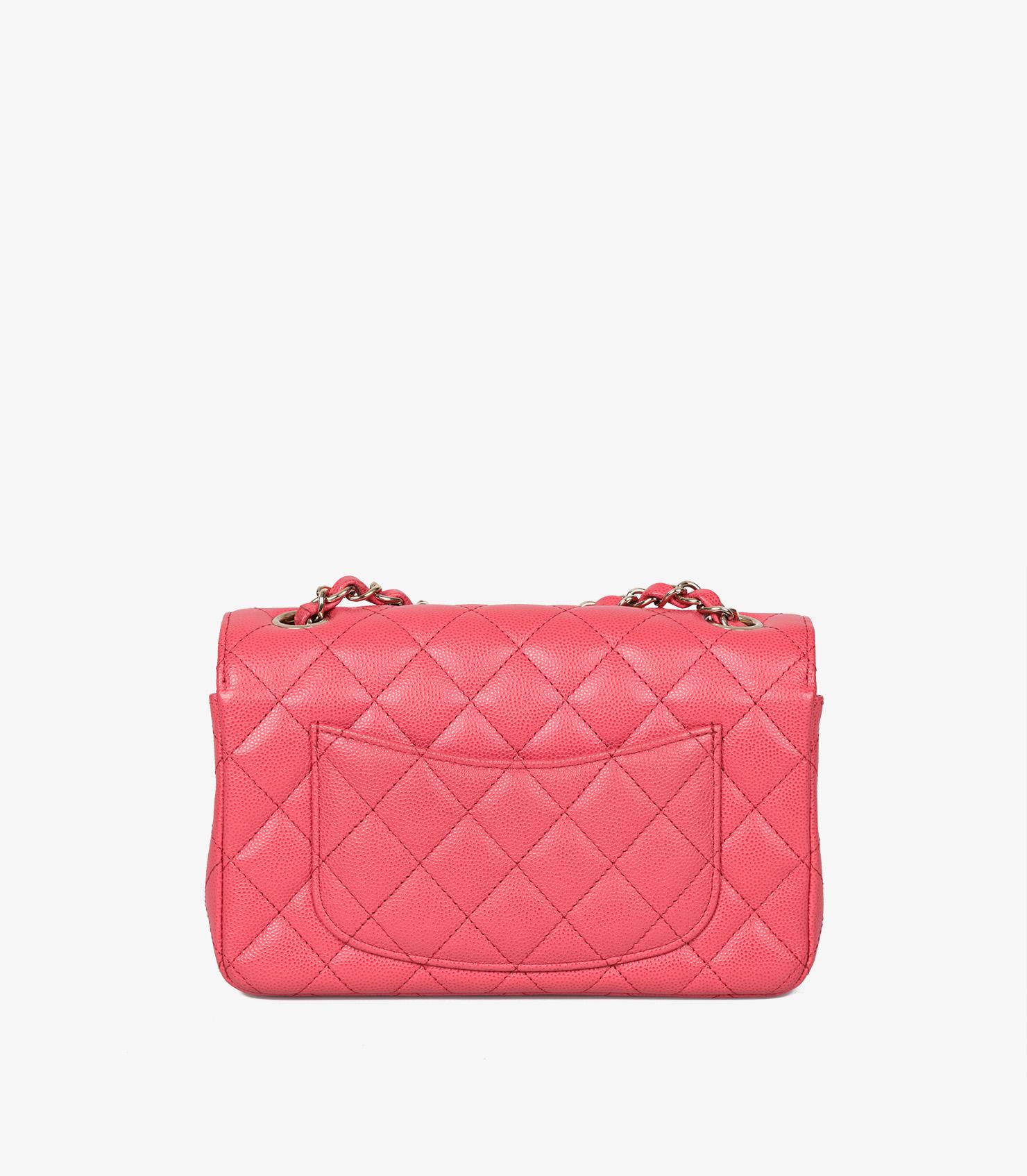 Chanel Dark Pink Quilted Caviar Leather Rectangular Mini Flap Bag For Sale 2