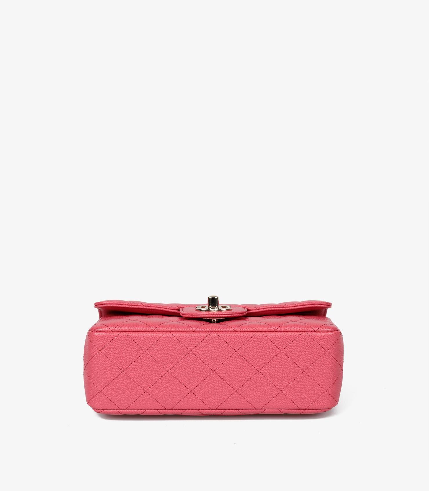 Chanel Dark Pink Quilted Caviar Leather Rectangular Mini Flap Bag 2