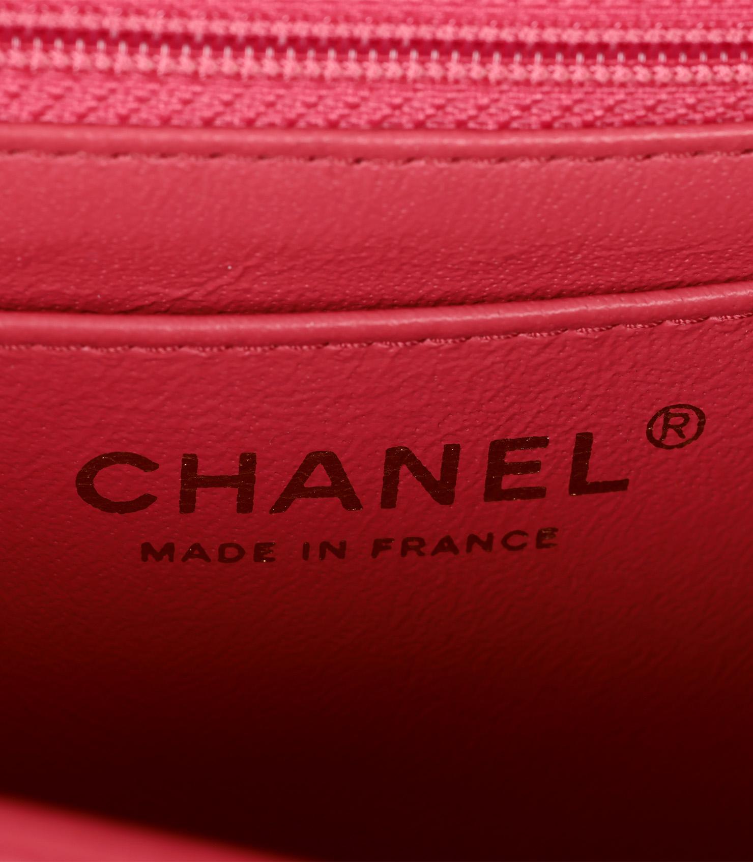 Chanel Dark Pink Quilted Caviar Leather Rectangular Mini Flap Bag 4