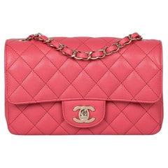 Chanel Dark Pink Quilted Caviar Leather Rectangular Mini Flap Bag