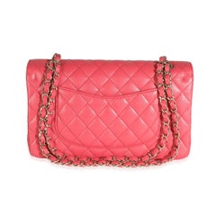 Chanel Dark Pink Quilted Caviar Medium Classic Double Flap Handbag