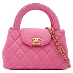 Chanel Dark Pink Quilted Jersey Kelly Shopper Bag Small Gold Hardware