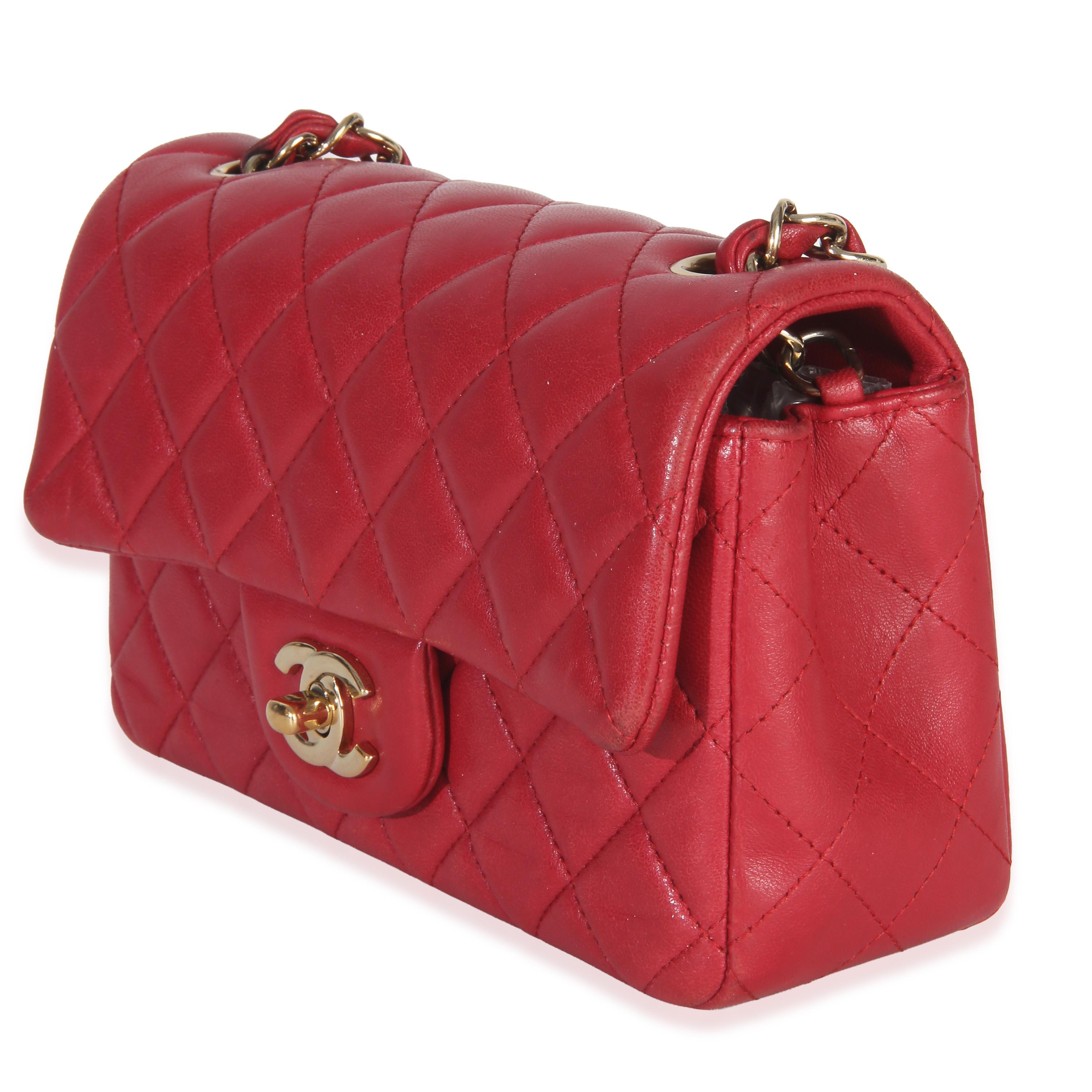Chanel Dark Pink Quilted Lambskin Mini Rectangle Flap Bag For Sale at ...