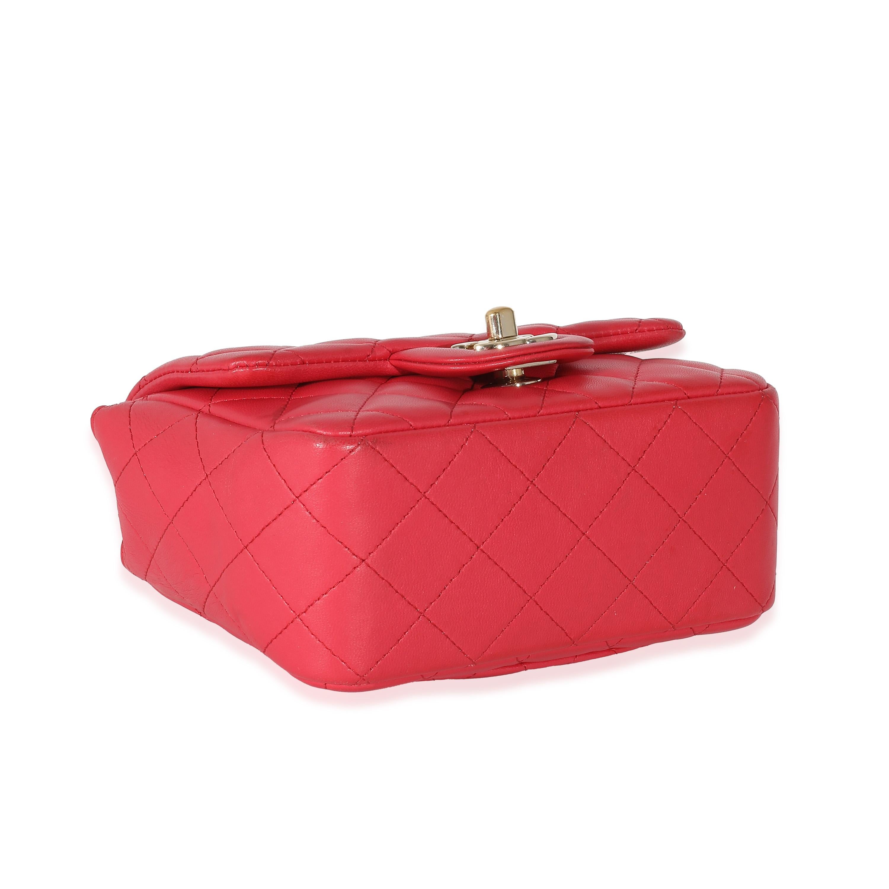 Listing Title: Chanel Dark Pink Quilted Lambskin Mini Square Flap Bag
SKU: 135053
Condition: Pre-owned 
Condition Description: A timeless classic that never goes out of style, the flap bag from Chanel dates back to 1955 and has seen a number of