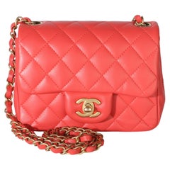 Chanel Dark Pink Quilted Lambskin Mini Square Flap Bag