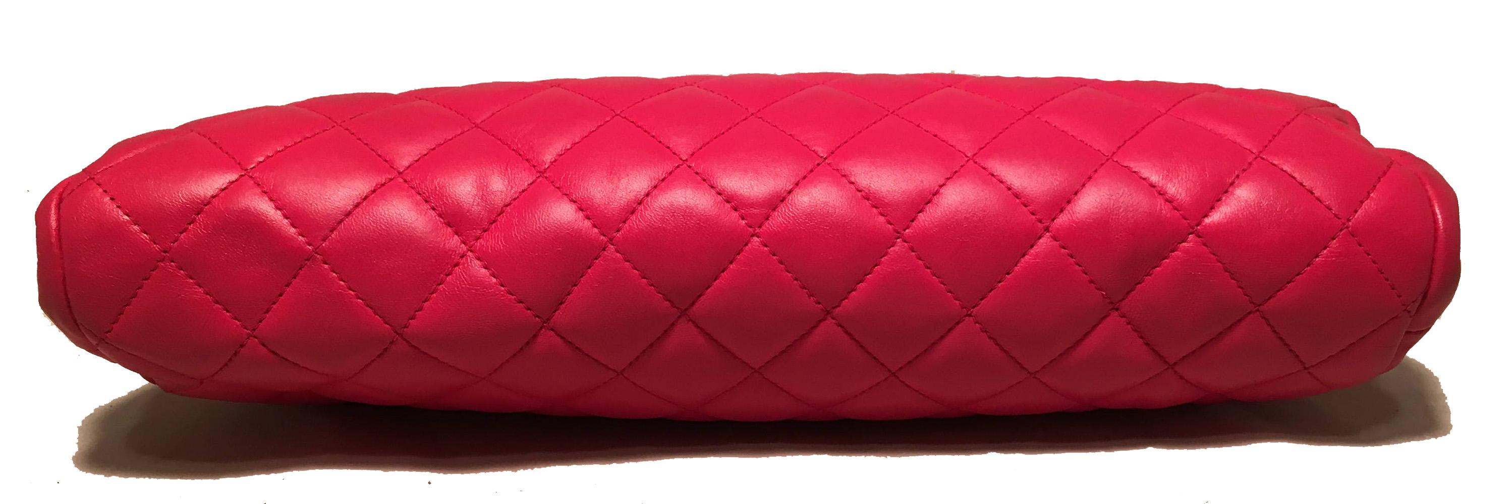 Chanel Dark Pink Quilted Leather Timeless Clutch  In Excellent Condition In Philadelphia, PA