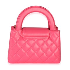 Chanel Dark Pink Shiny Aged Calfskin Quilted Nano Kelly Shopper