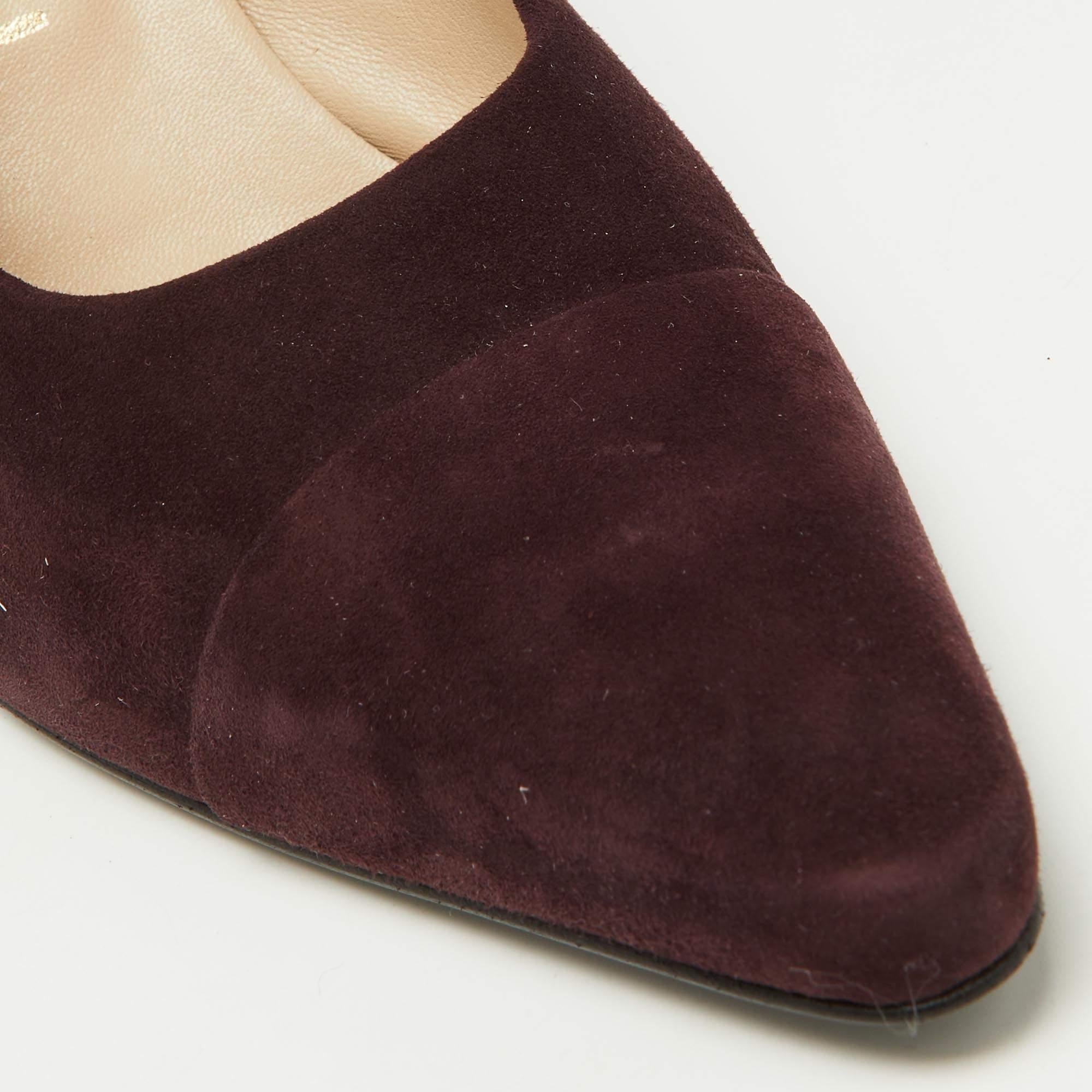 Chanel Dark Plum Suede Cap Toe Pumps Size 37.5 2