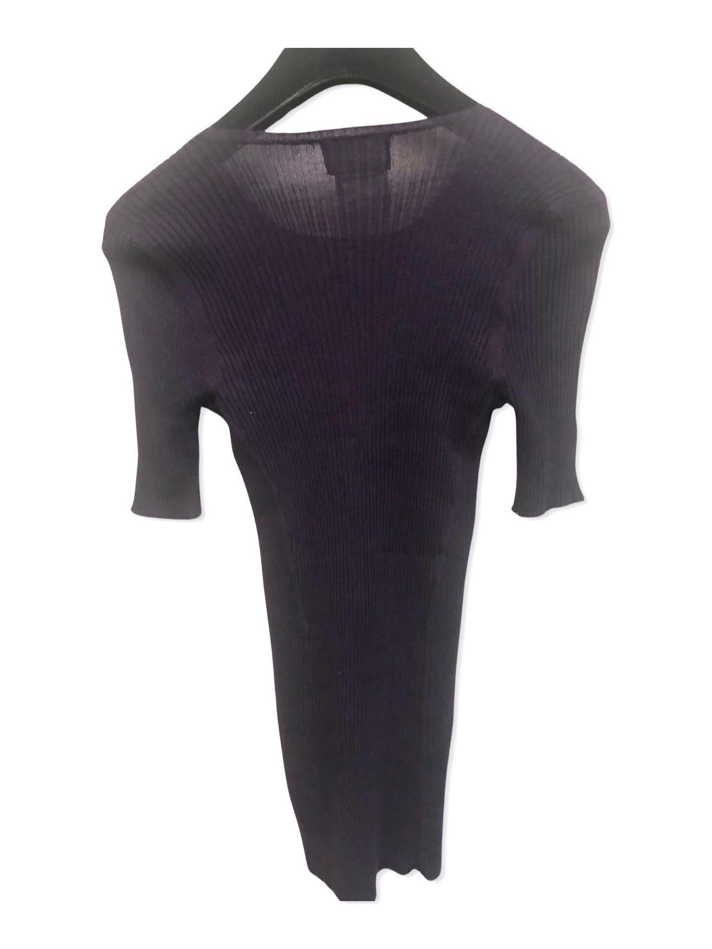 Chanel Dark Purple Cashmere and Silk  Short Sleeves Top For Sale 1