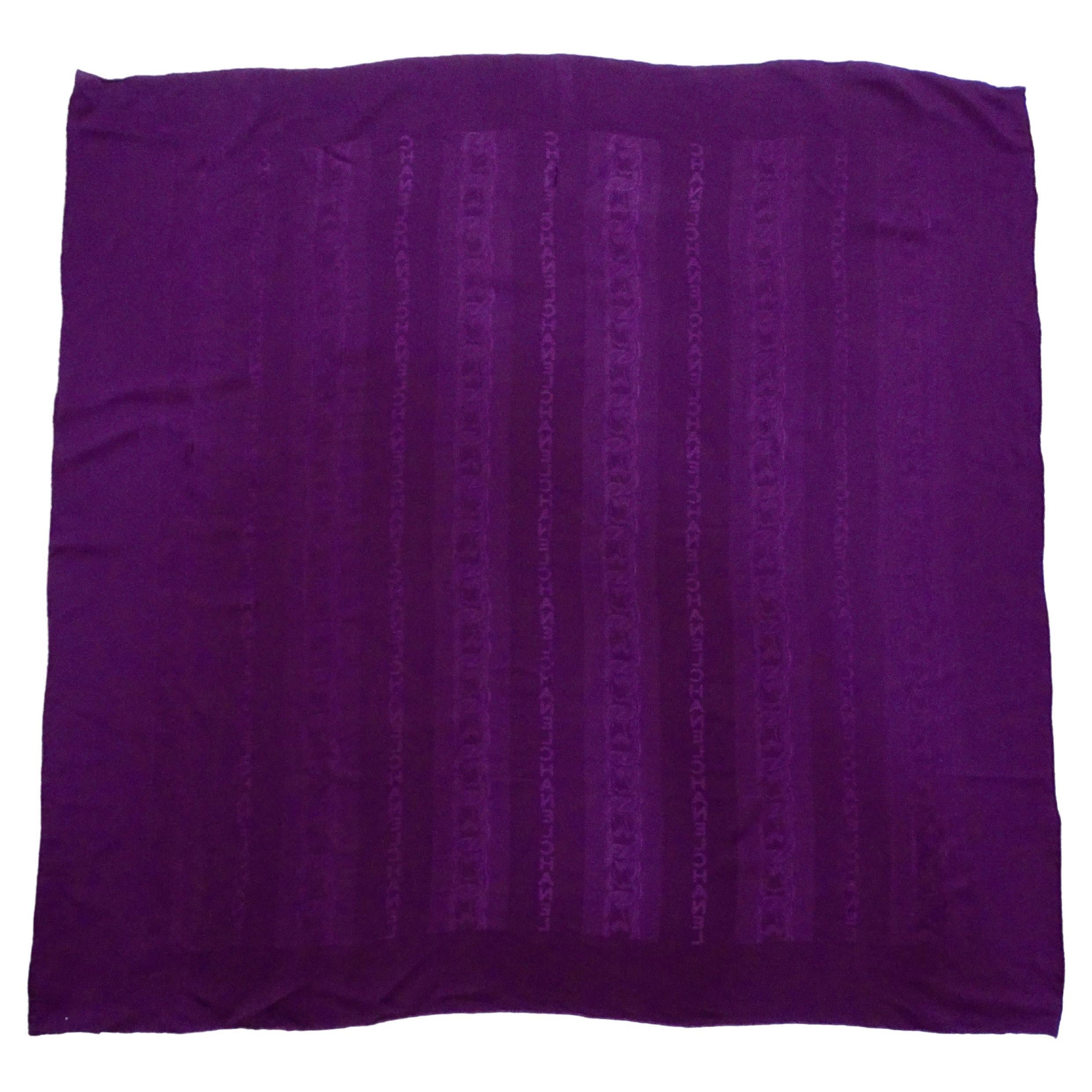 Women's Chanel Dark Purple Monogram Logo Print Silk Scarf circa 1980s For Sale