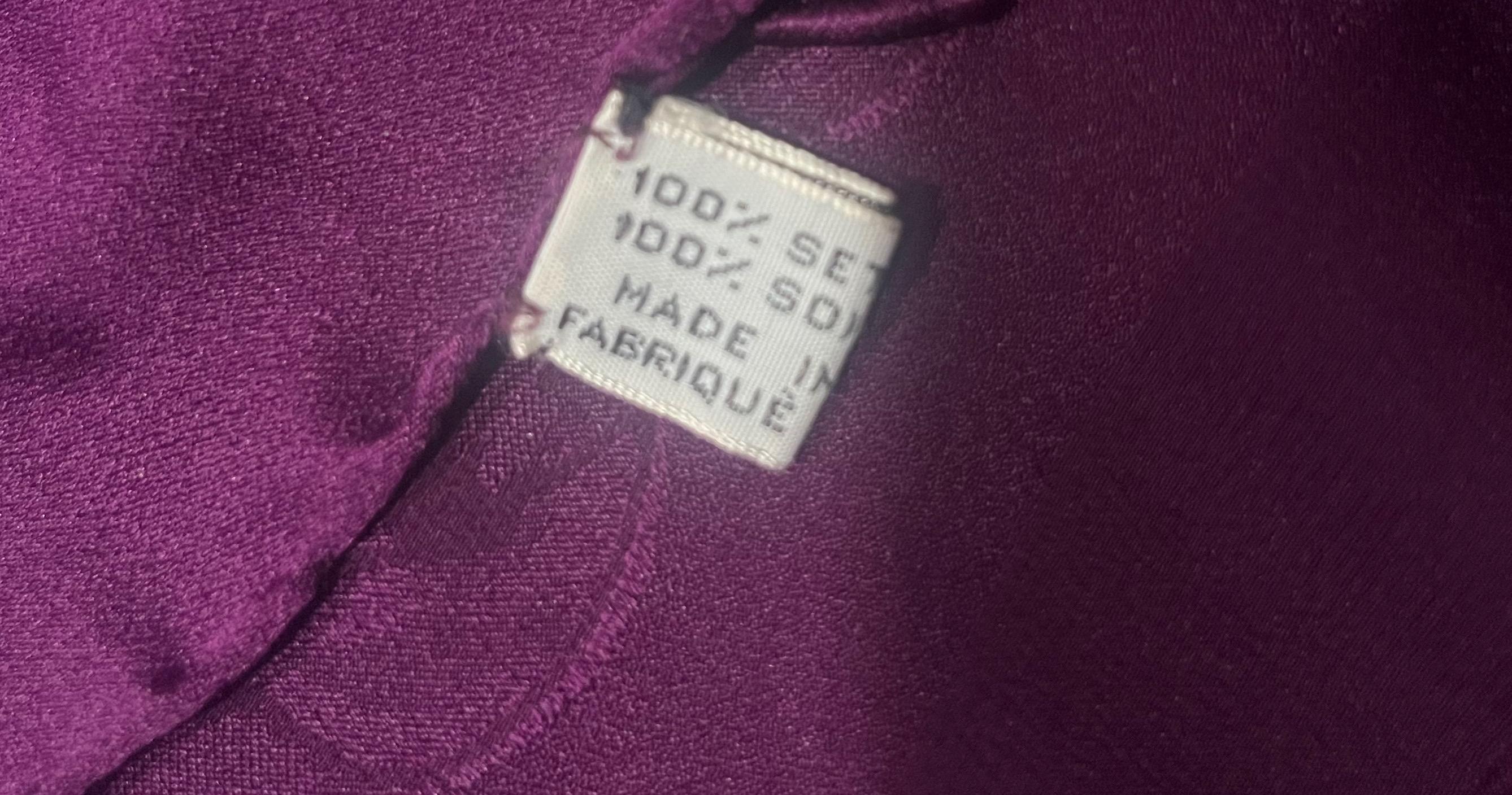 Chanel Dark Purple Monogram Logo Print Silk Scarf circa 1980s For Sale 1