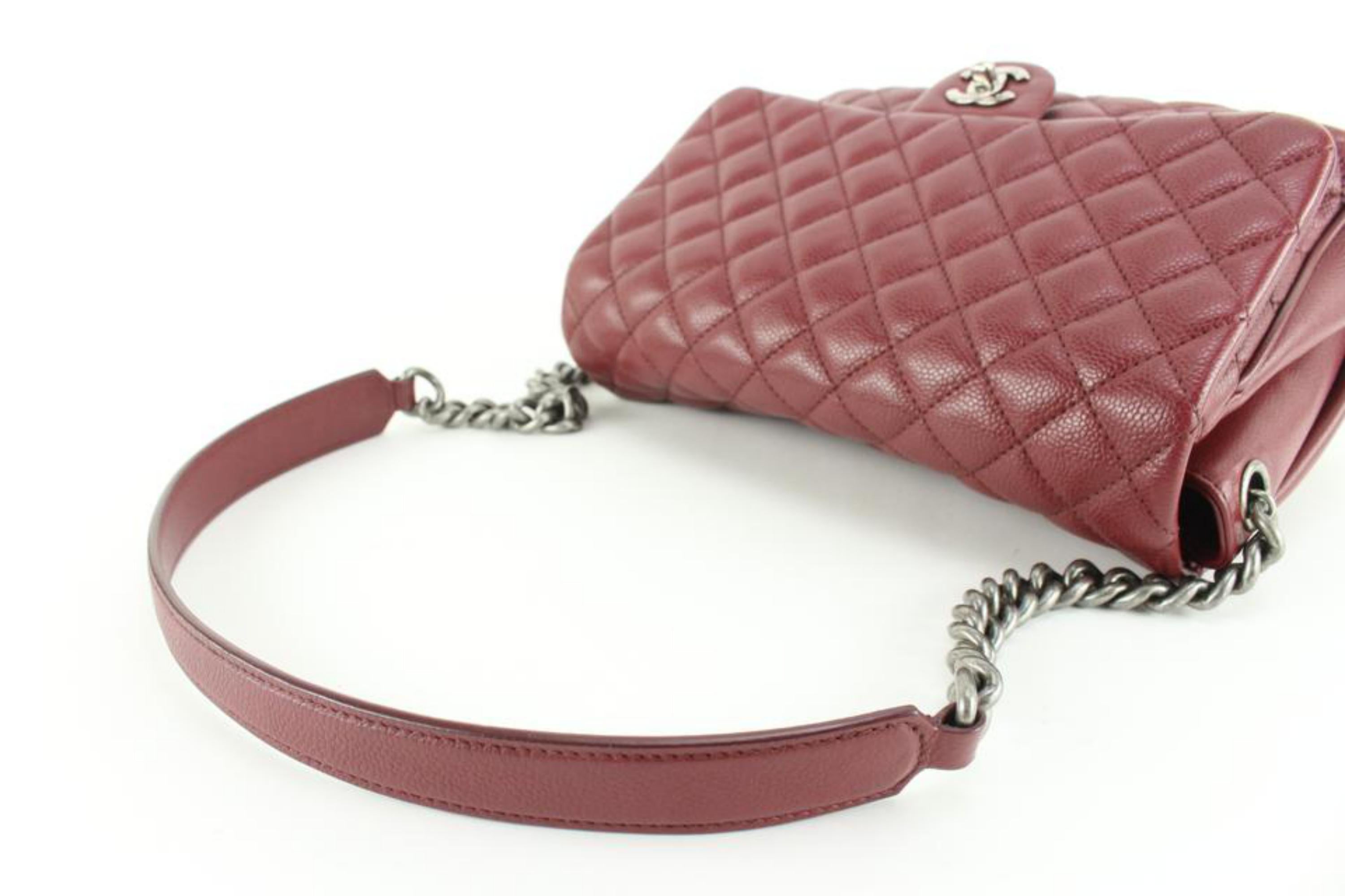 Chanel Dark Red Burgundy Quilted Caviar Leather Large Classic Flap 80cc825s 6