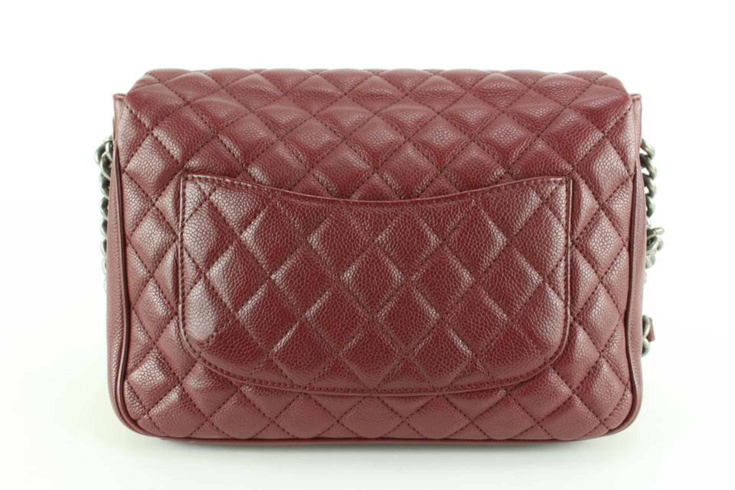 Chanel Dark Red Burgundy Quilted Caviar Leather Large Classic Flap 80cc825s 1