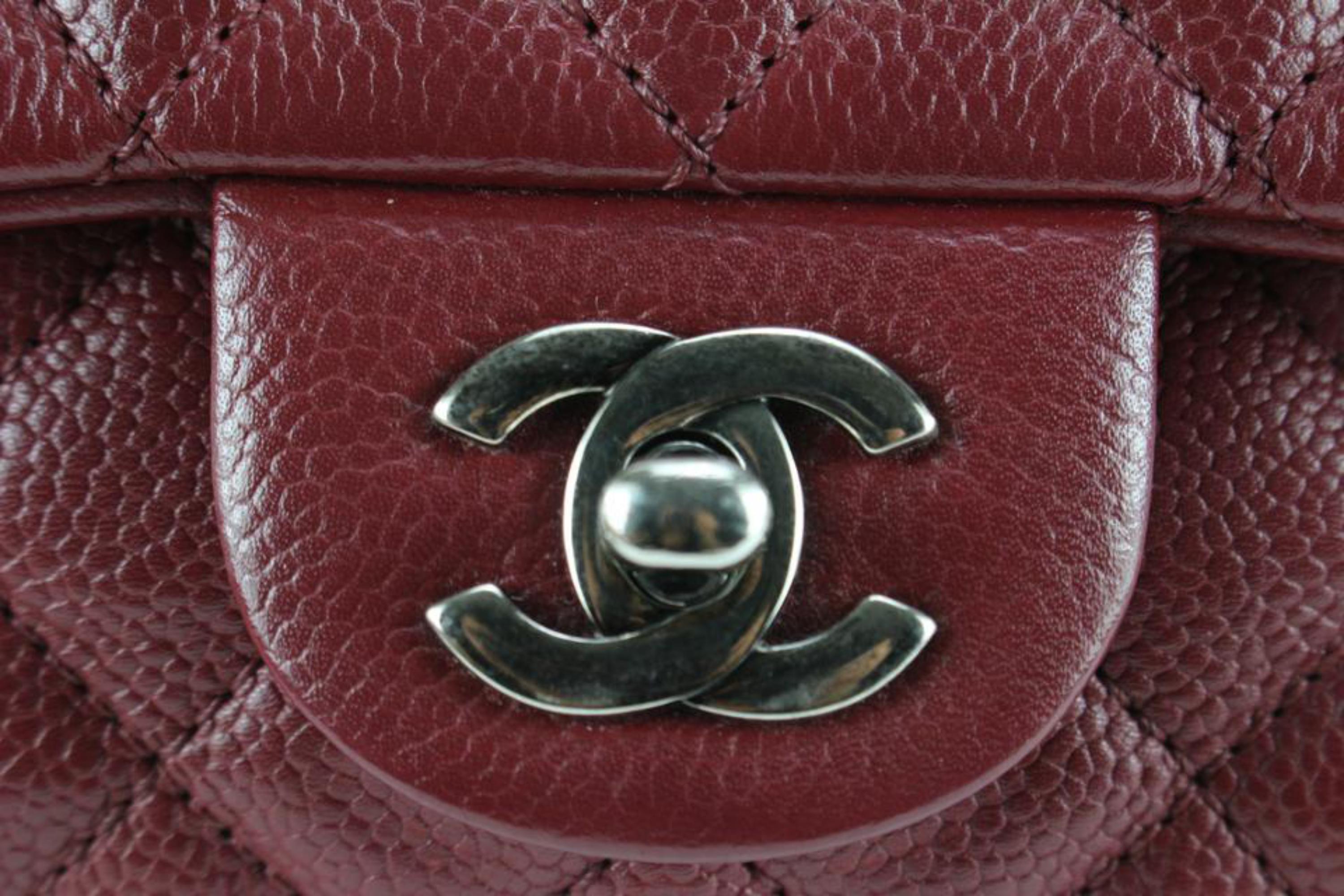 Chanel Dark Red Burgundy Quilted Caviar Leather Large Classic Flap 80cc825s 3
