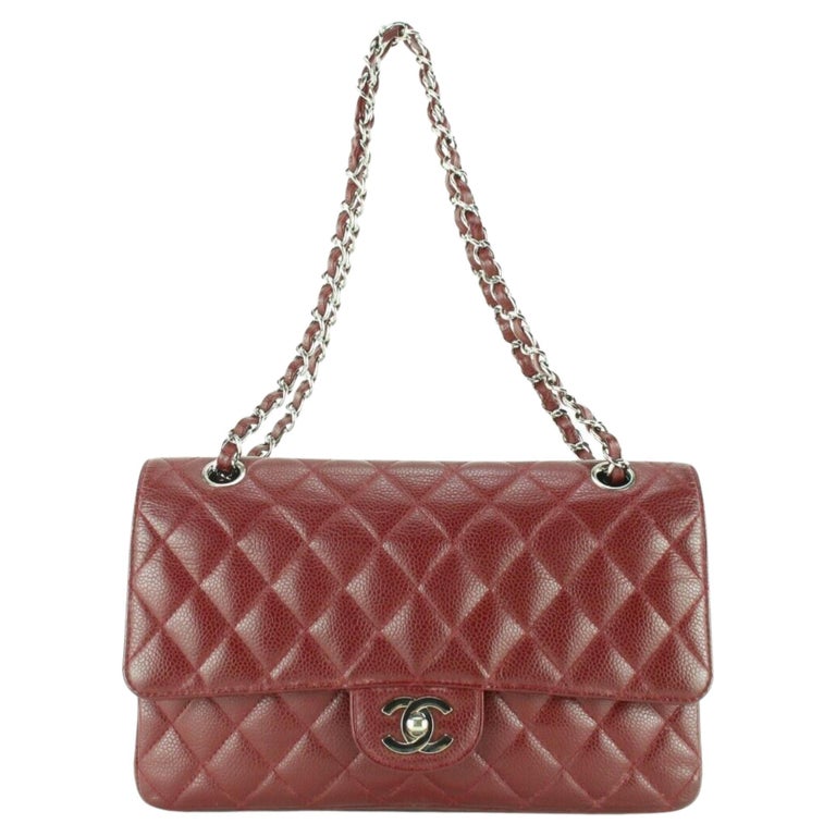 Chanel Red Quilted Lambskin Medium Classic Double Flap Bag Silver Hardware, 2019 (Very Good)