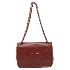 Chanel Dark Red Caviar Leather Large CC Timeless Flap Bag