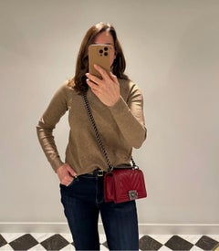 Chanel Dark Red Chevron Quilted Lambskin Leather Small Le Boy