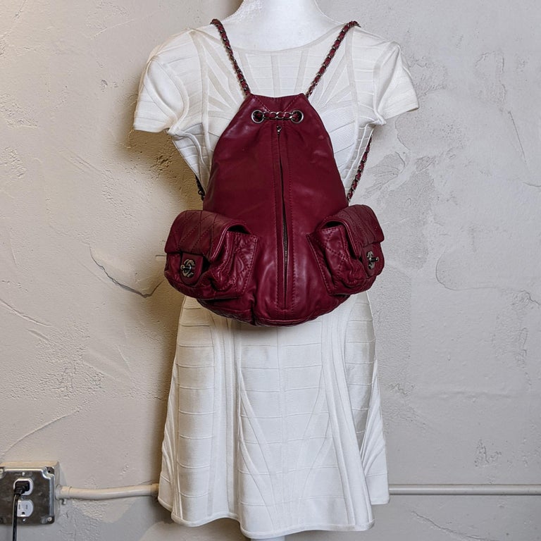 Chanel Dark Red Leather Backpack is Back Rucksack For Sale at 1stDibs