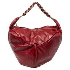 Chanel Dunkelrot Leder Rock und Kette Hobo