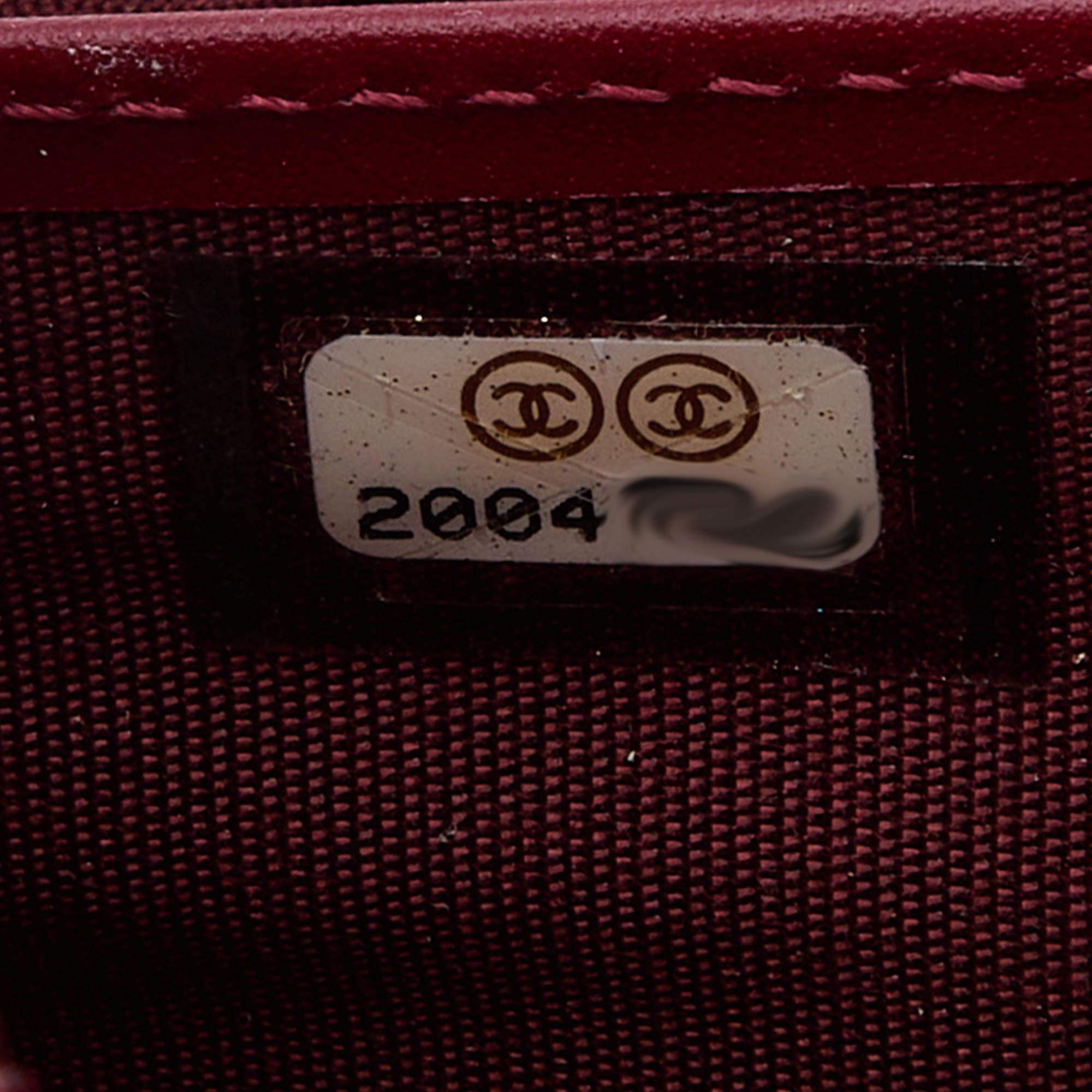 Women's Chanel Dark Red Patent Leather CC Timeless Zip Around Wallet