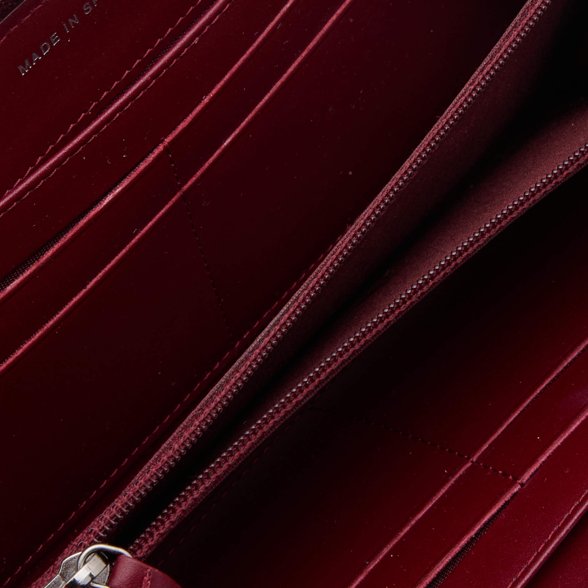 Chanel Dark Red Patent Leather CC Timeless Zip Around Wallet 3